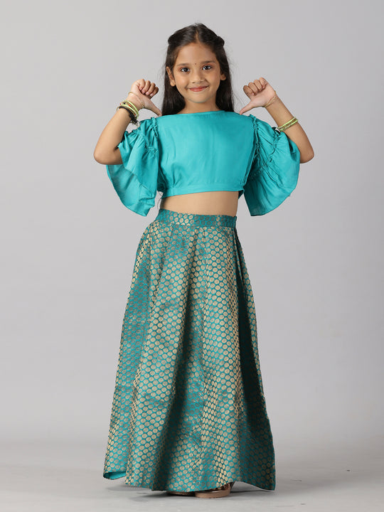 Girls Ethnic Half Sleeve Choli & Lehenga Set