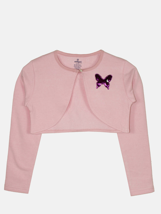 Girls Full Sleeve Crop Shrug With Applique