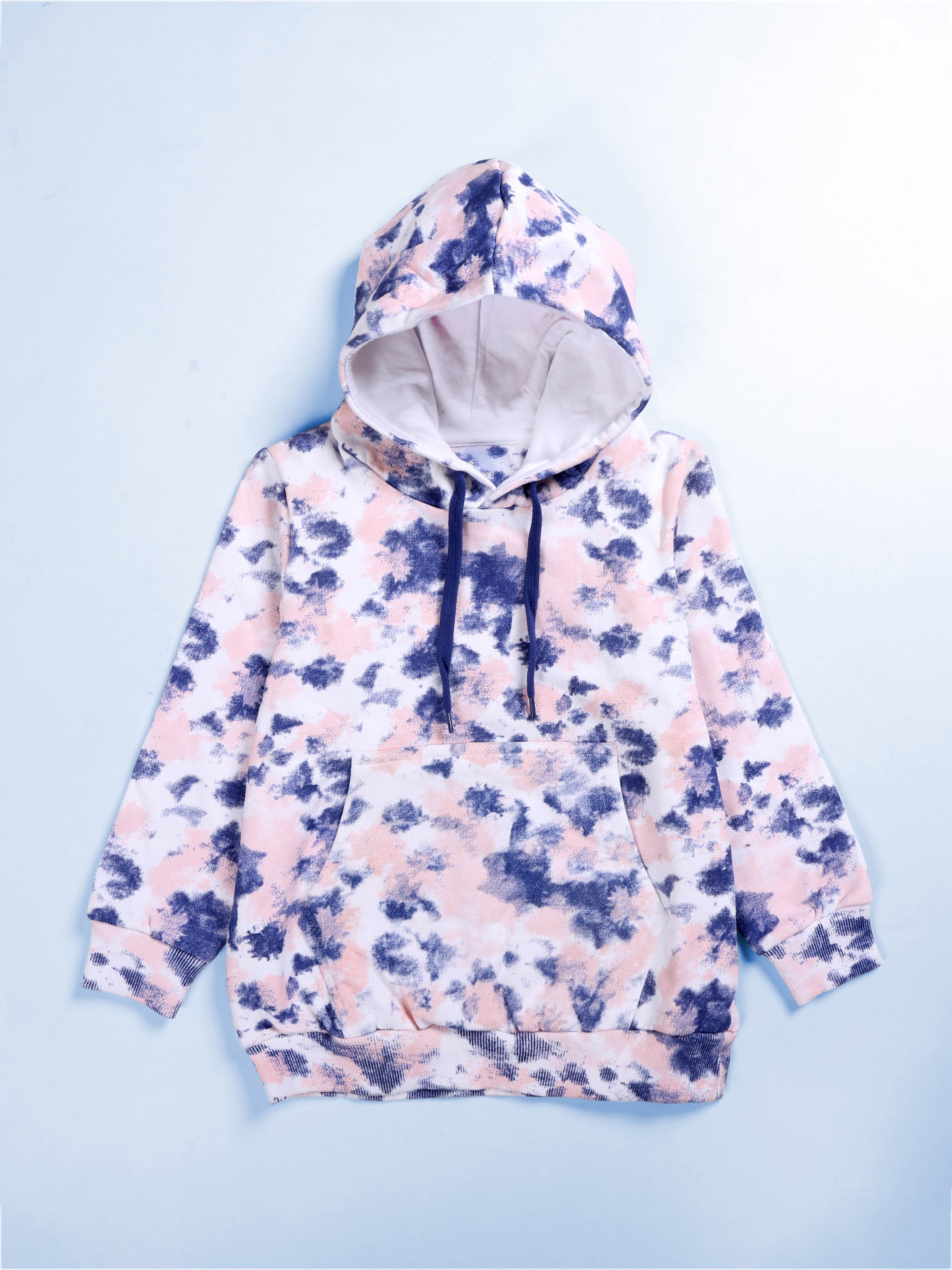 Boys Cotton Fleece Full Sleeves Tie & Dye Hooded Sweatshirt & Fleece Track Pant Set