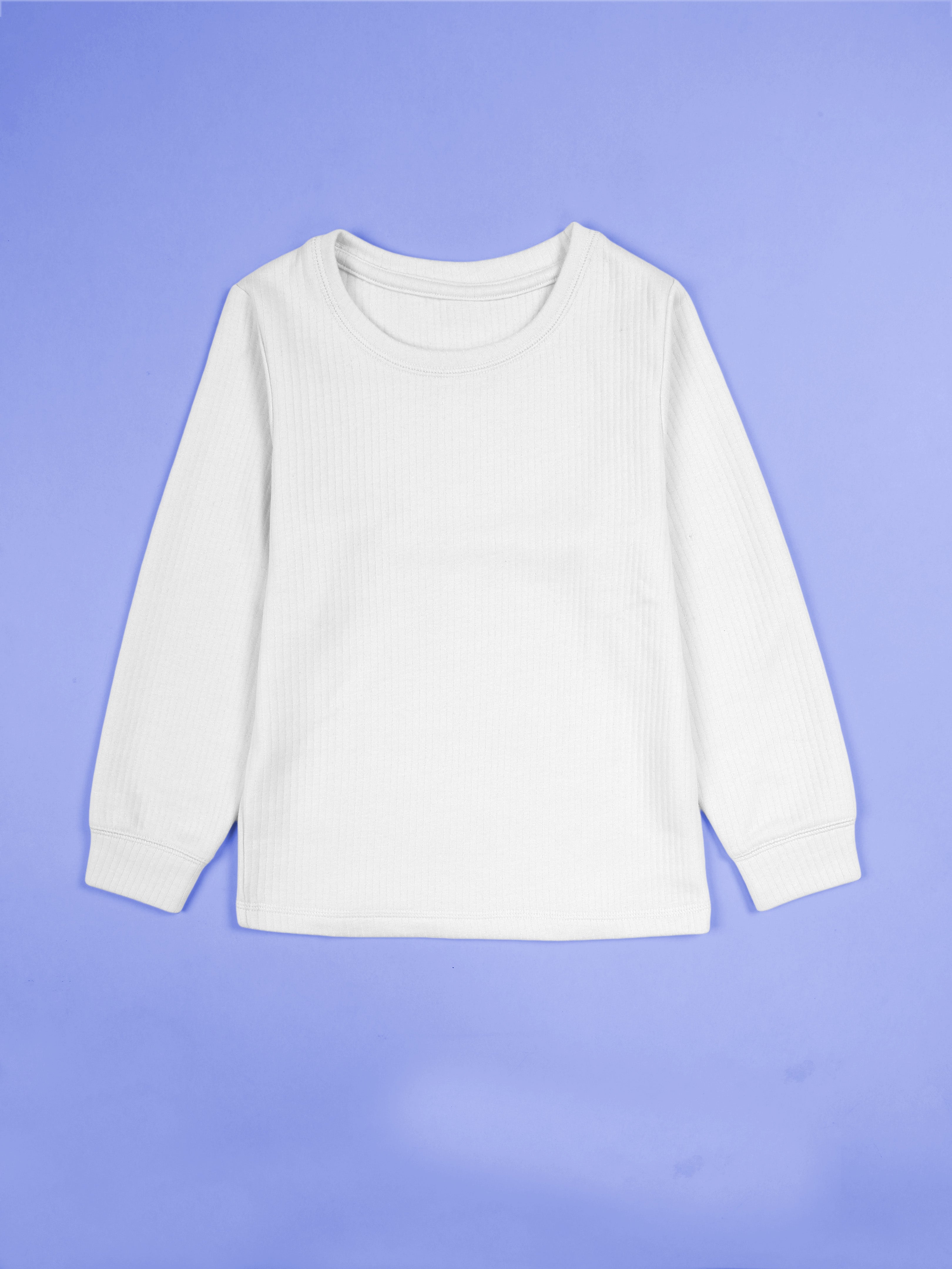 Kiddopanti Unisex Cotton Full Sleeves Solid Thermal T-Shirt And Pant Sets