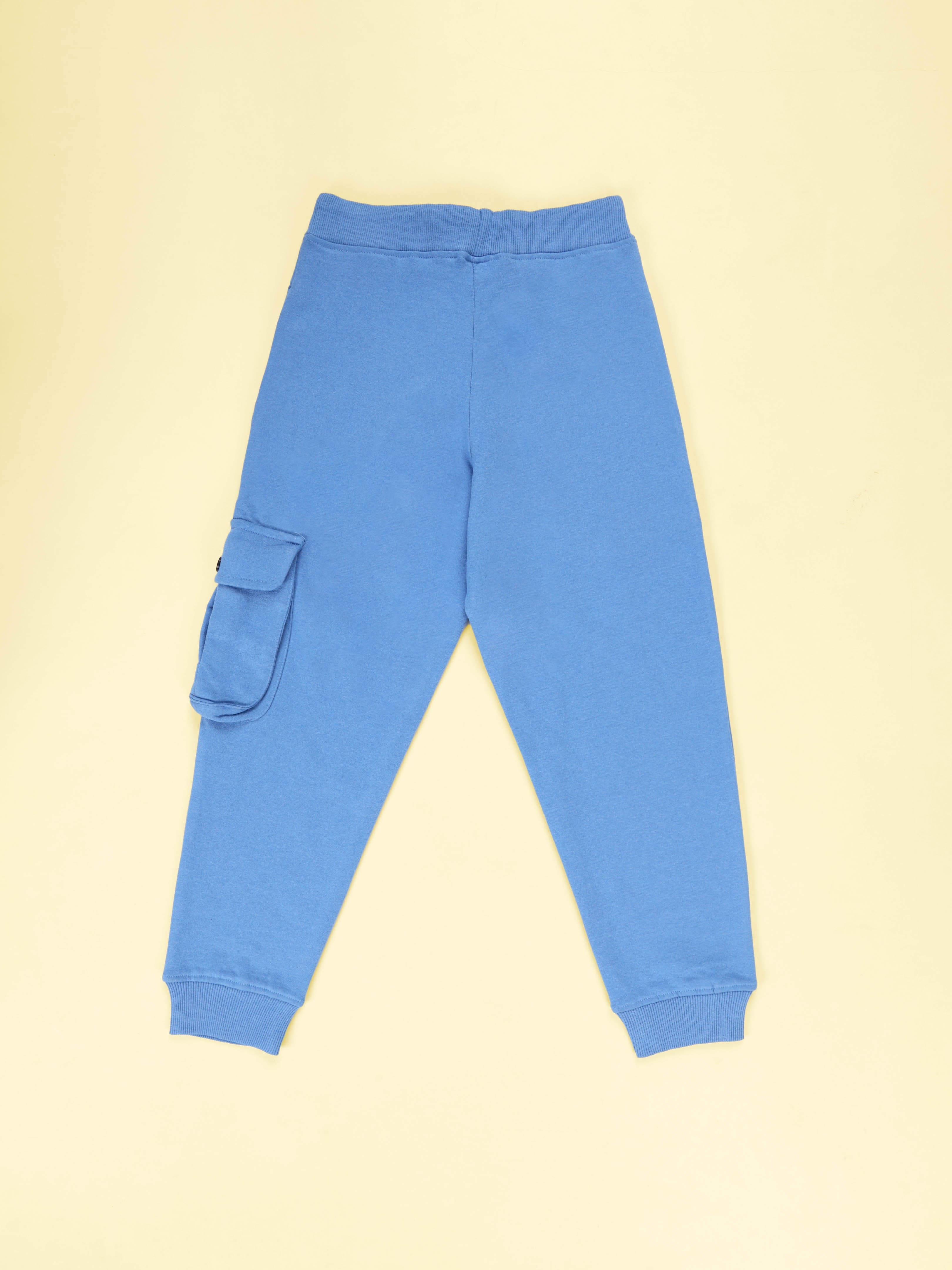 Boys Single Cargo Pocket Fleece Track Pant With Smiley Print