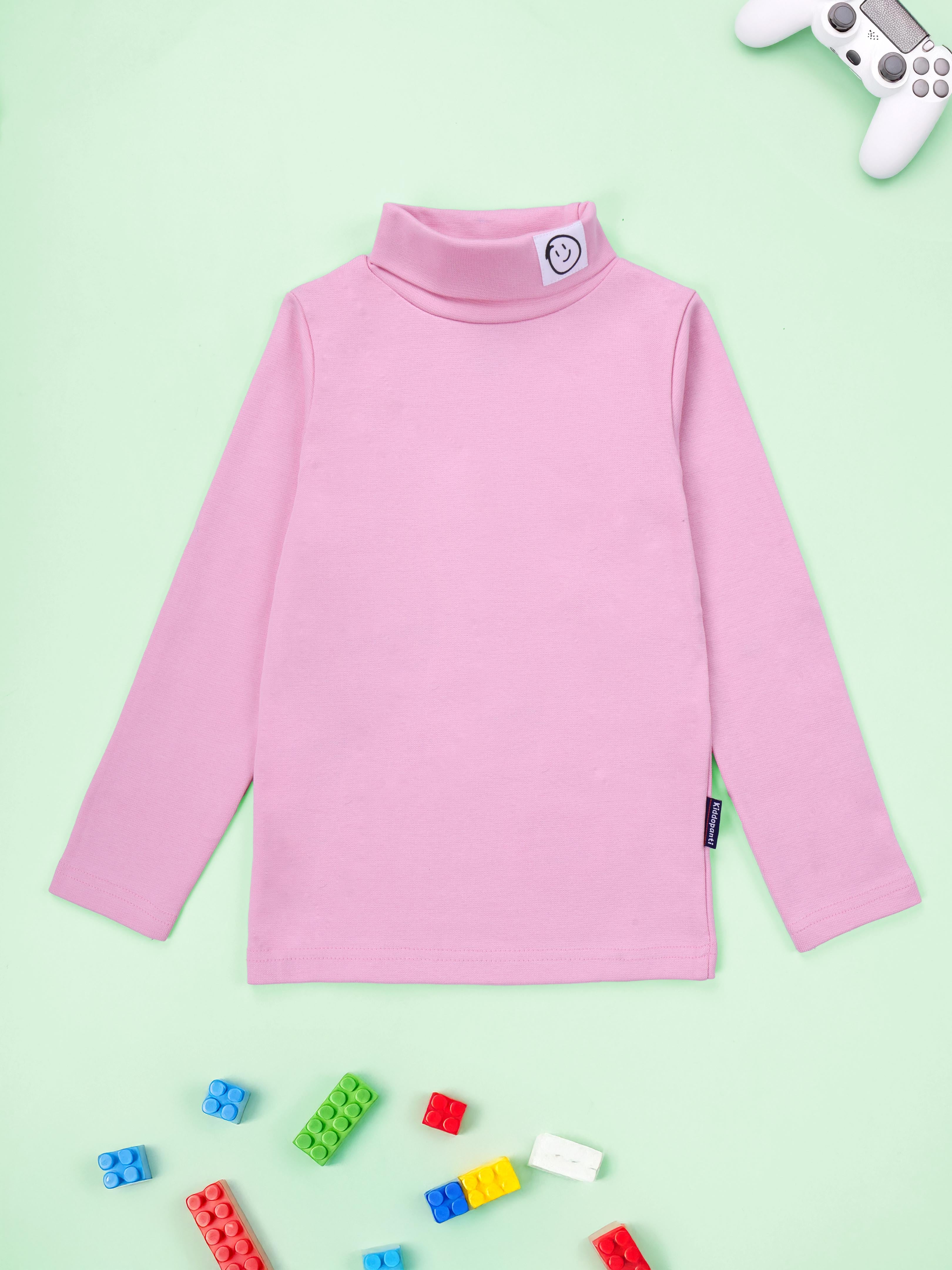 Unisex Cotton Turtleneck Full Sleeve Tee With Smiley Patch