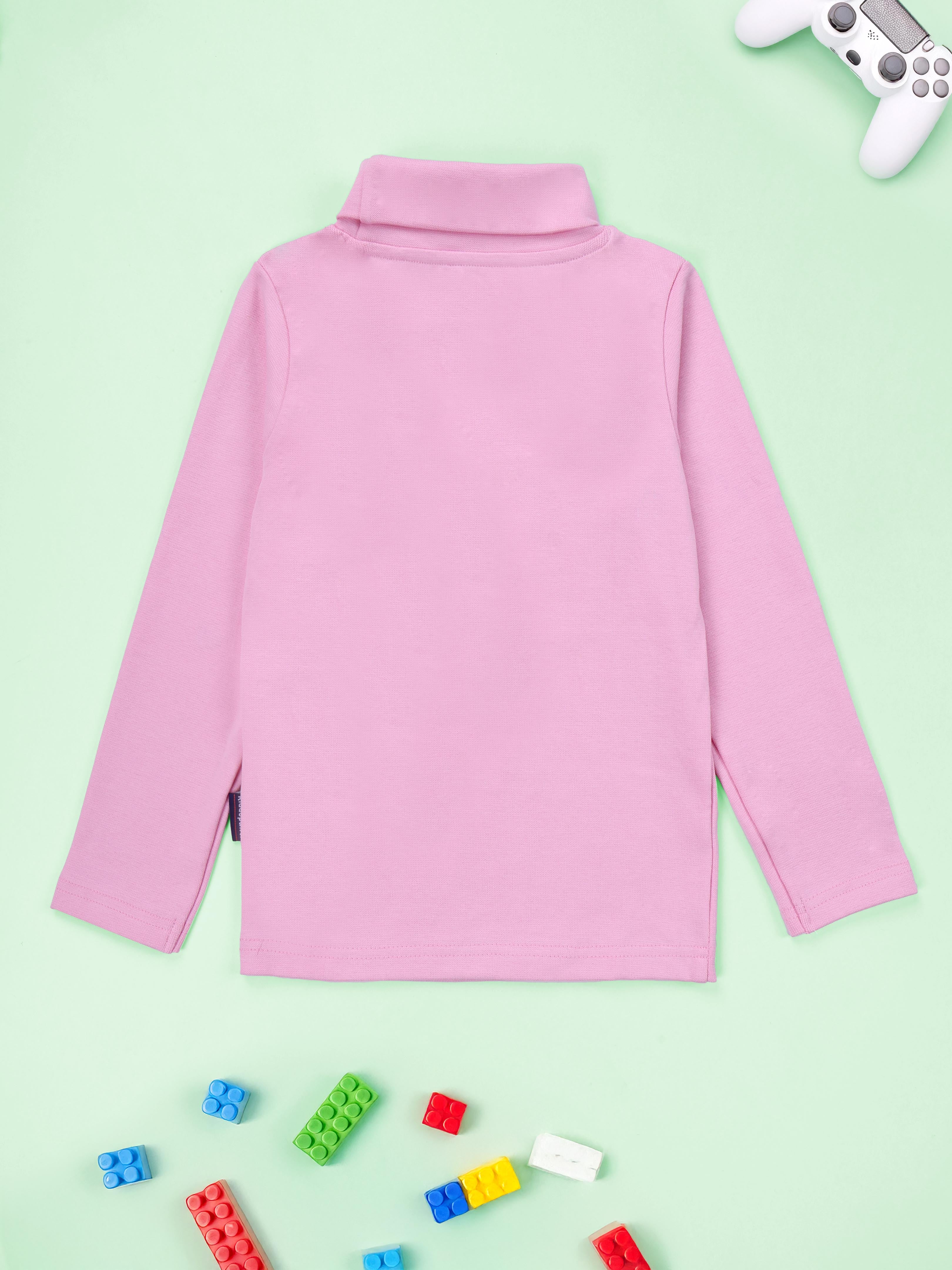 Unisex Cotton Turtleneck Full Sleeve Tee With Smiley Patch