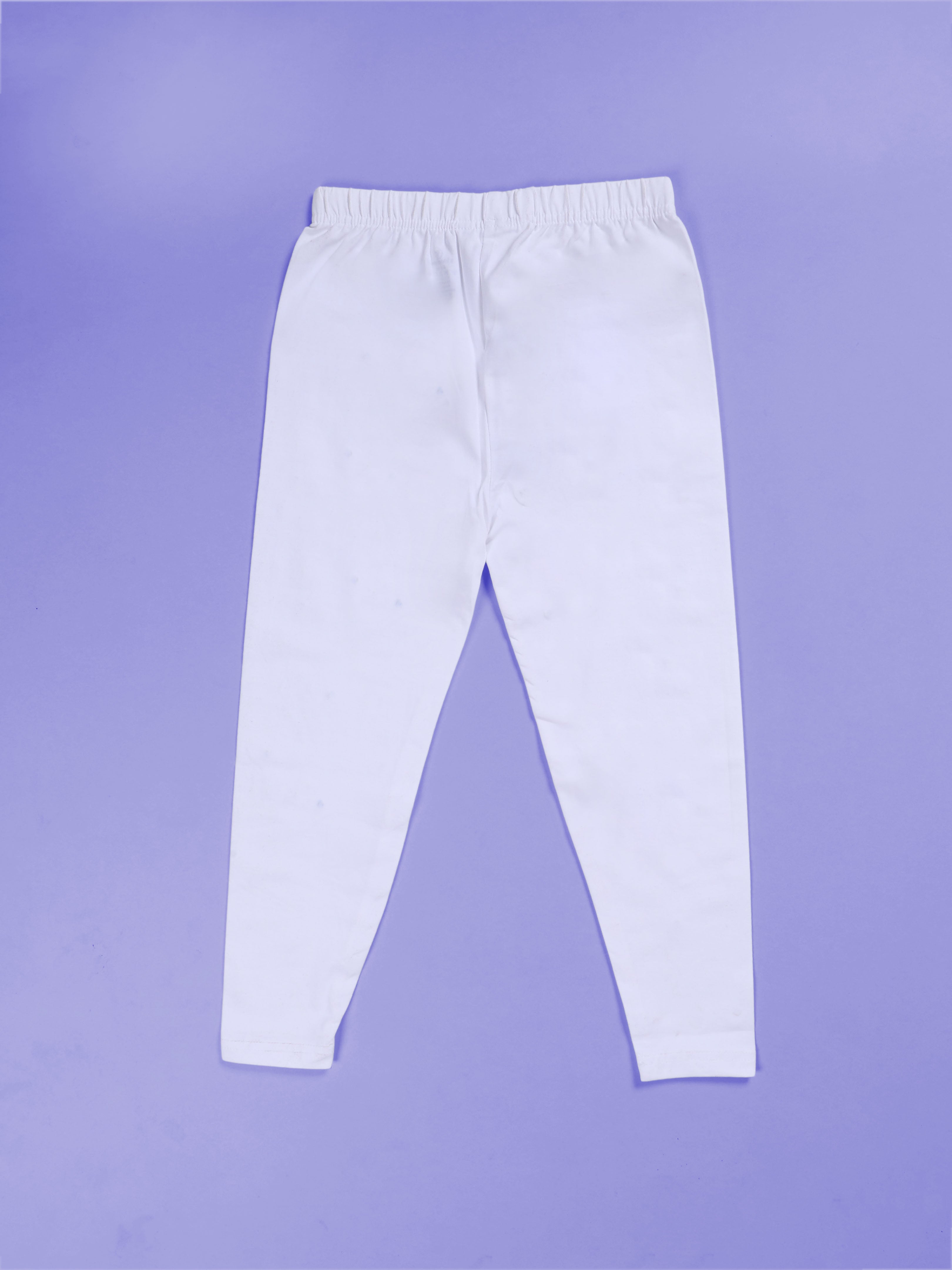 Girls Cotton Spandex Solid Legging With Rhinestones