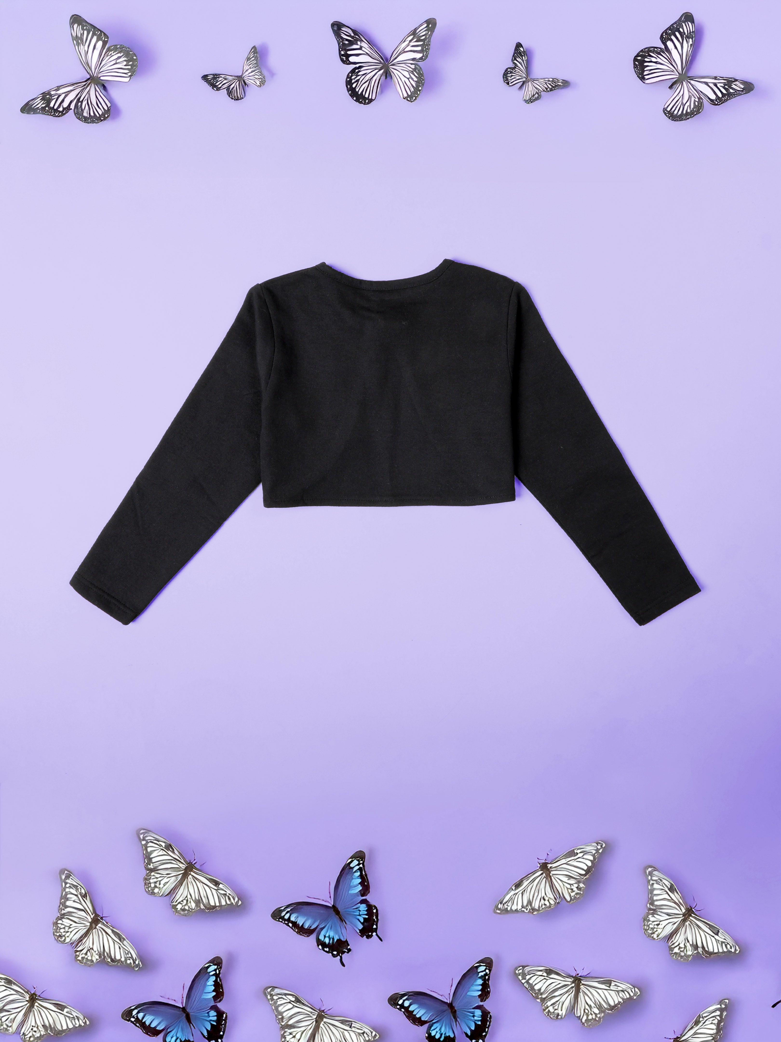 Girls Fleece Shrug with Butterfly & Rhinestone Applique