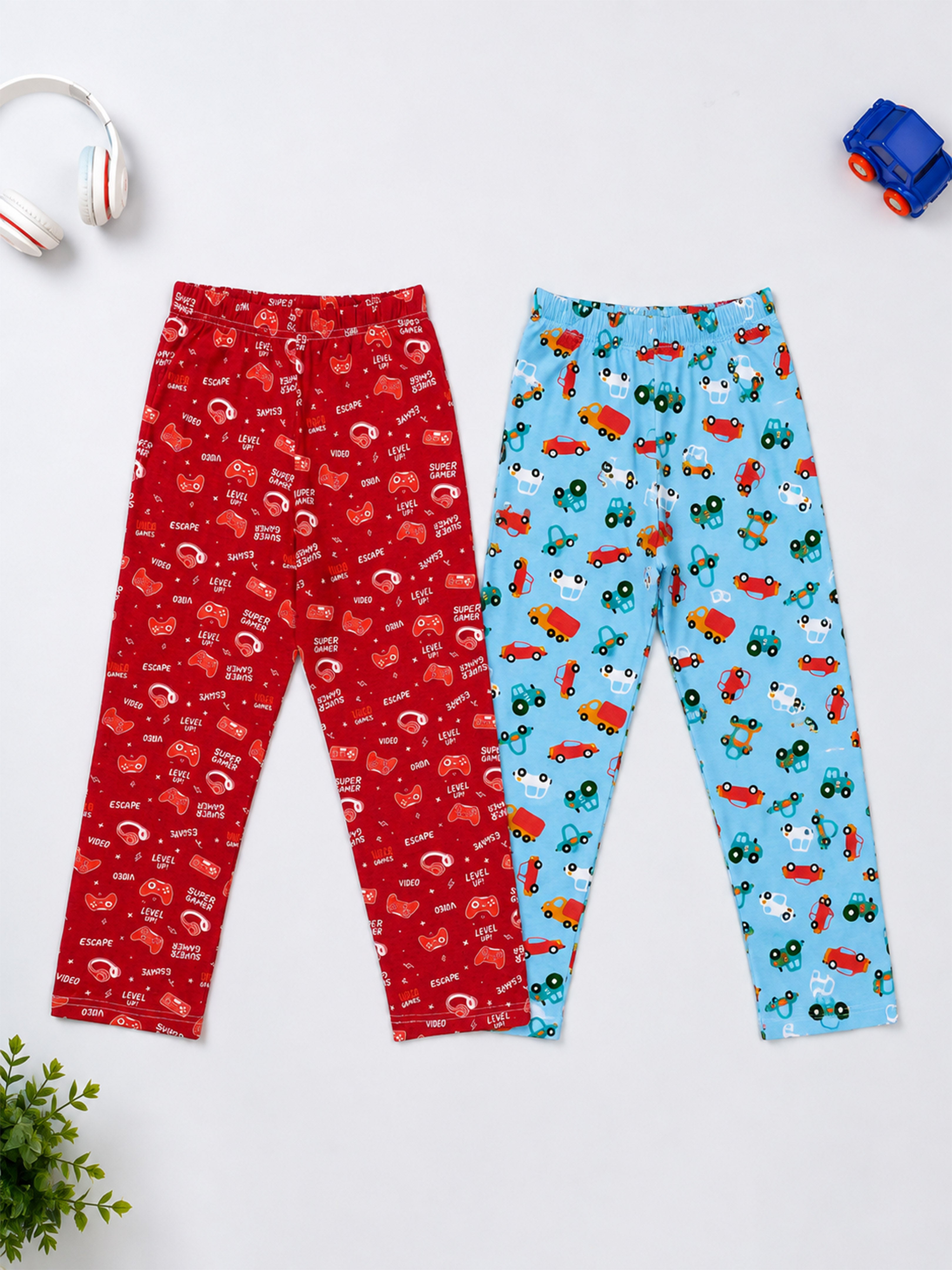 Kiddopanti Boys Cotton Knit All Over Printed Pyjama Pack Of 2