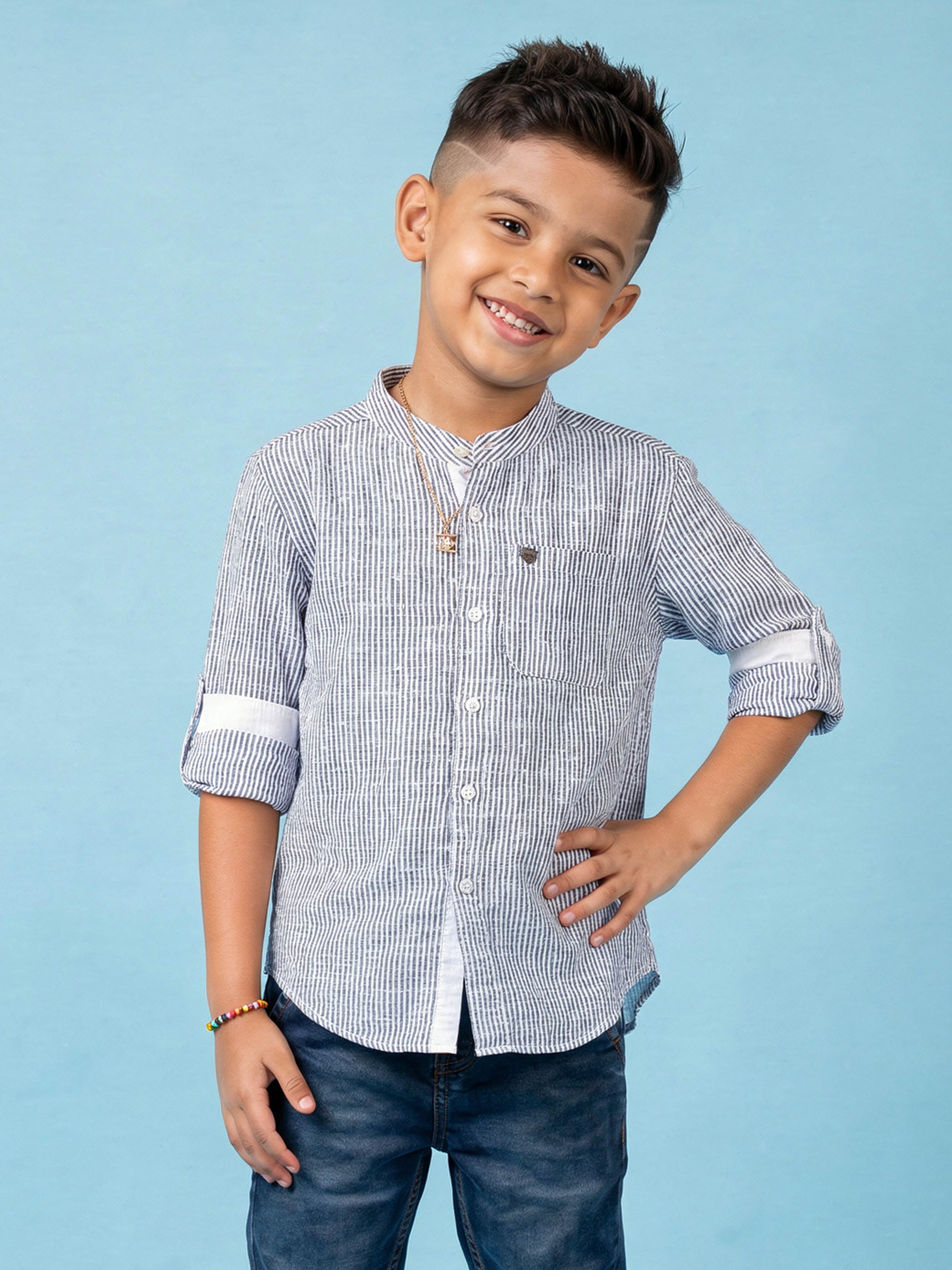Kiddopanti Boys Cotton Woven Full Sleeve All Over Regular Fit Kurta Shirt