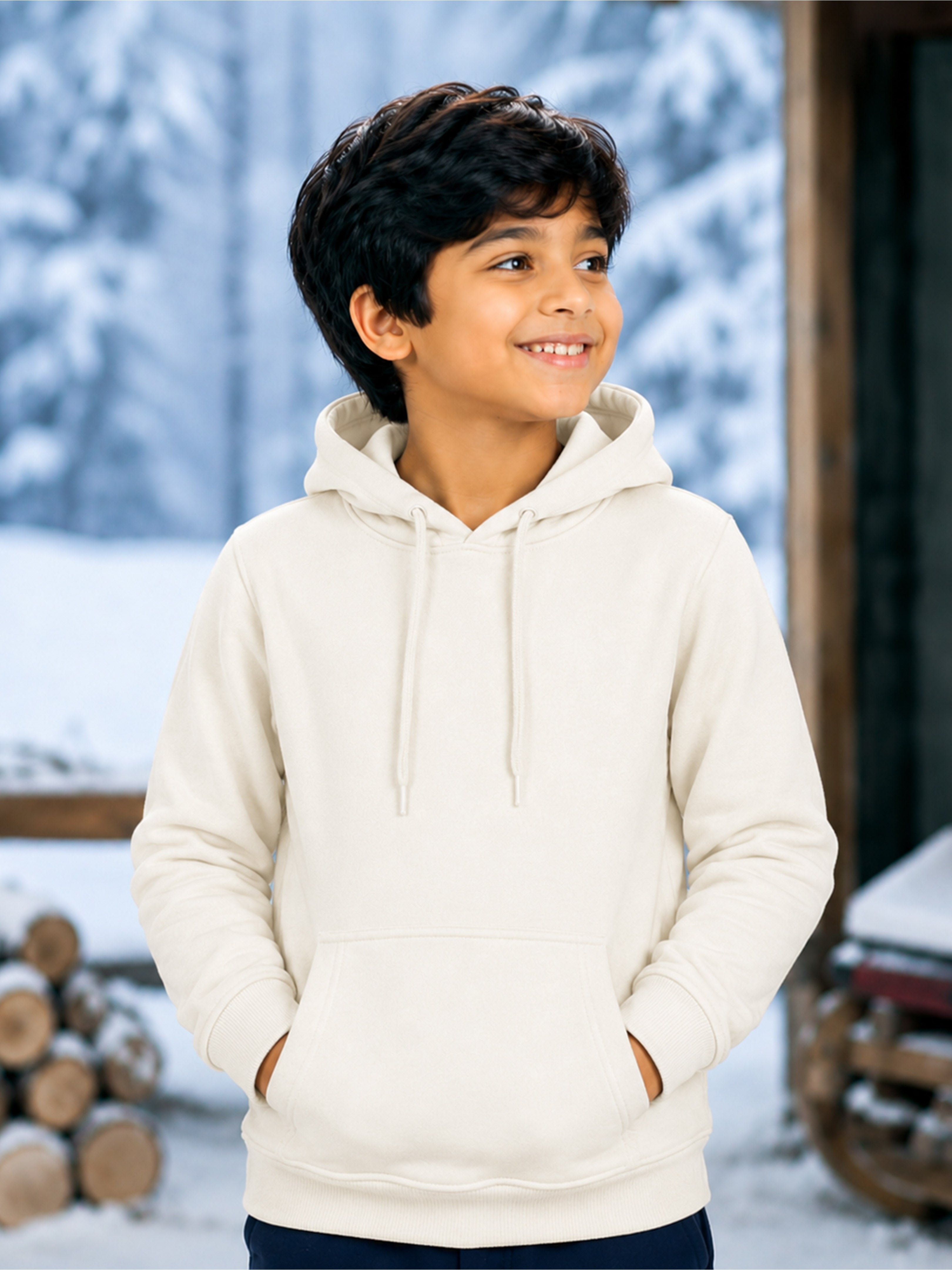 Kiddopanti Boys & Girls Cotton Blend Fleece Full Sleeves Solid Hooded Sweatshirt