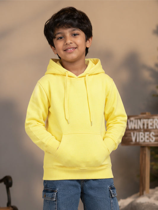 Kiddopanti Boys & Girls Cotton Fleece Full Sleeves Solid Hooded Sweatshirt