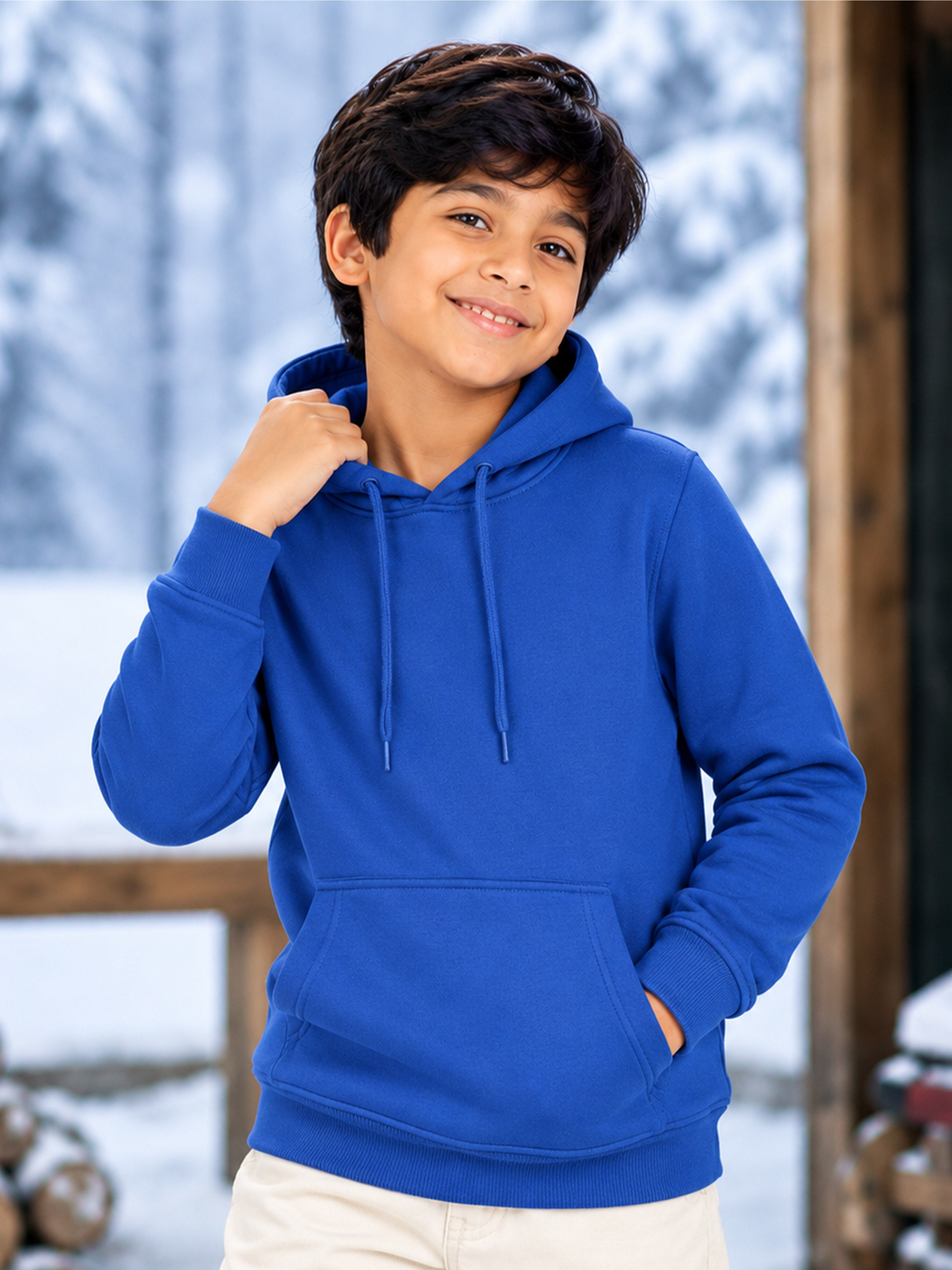 Kiddopanti Boys & Girls Cotton Blend Fleece Full Sleeve Solid Hooded Sweatshirt