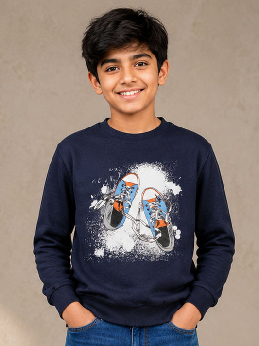 Kiddopanti Boys Cotton Fleece Full Sleeves Graphic Printed Sweatshirt