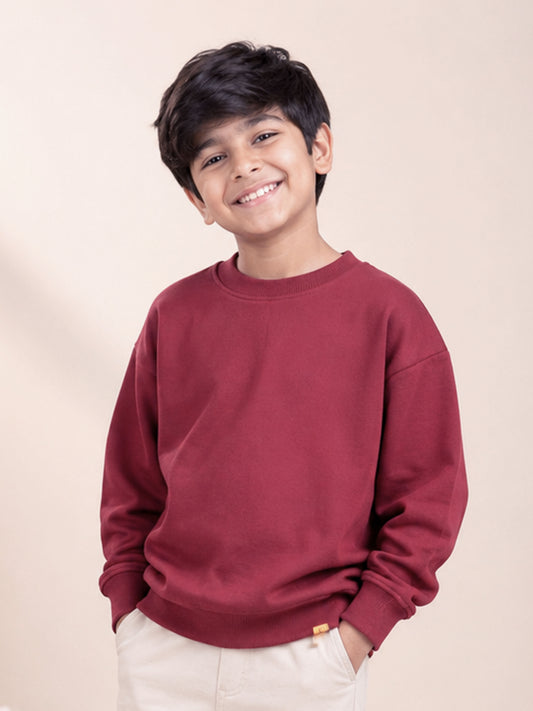 Kiddopanti Boys Cotton Fleece Full Sleeves Solid Sweatshirt