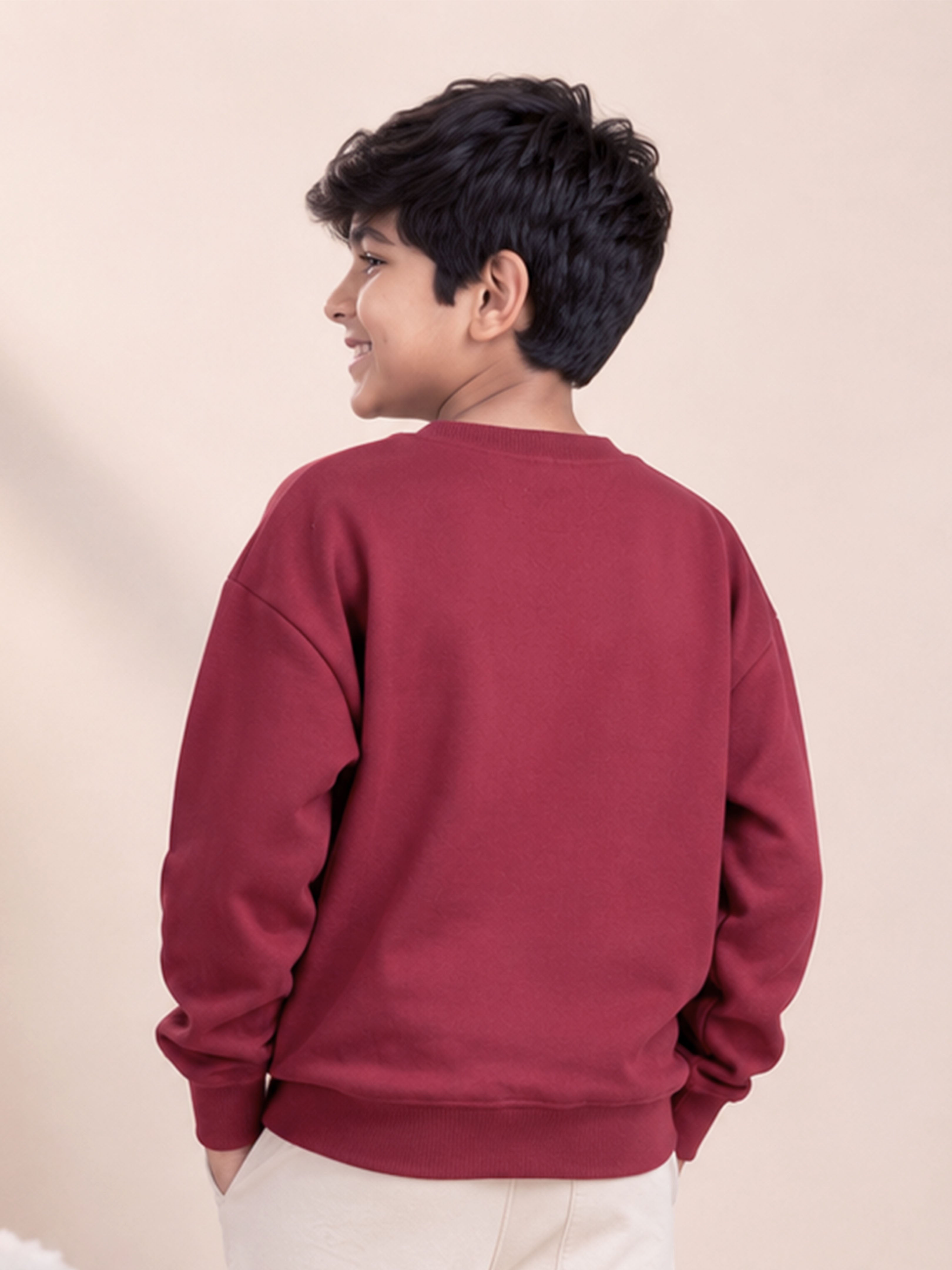 Kiddopanti Boys Cotton Fleece Full Sleeves Solid Sweatshirt