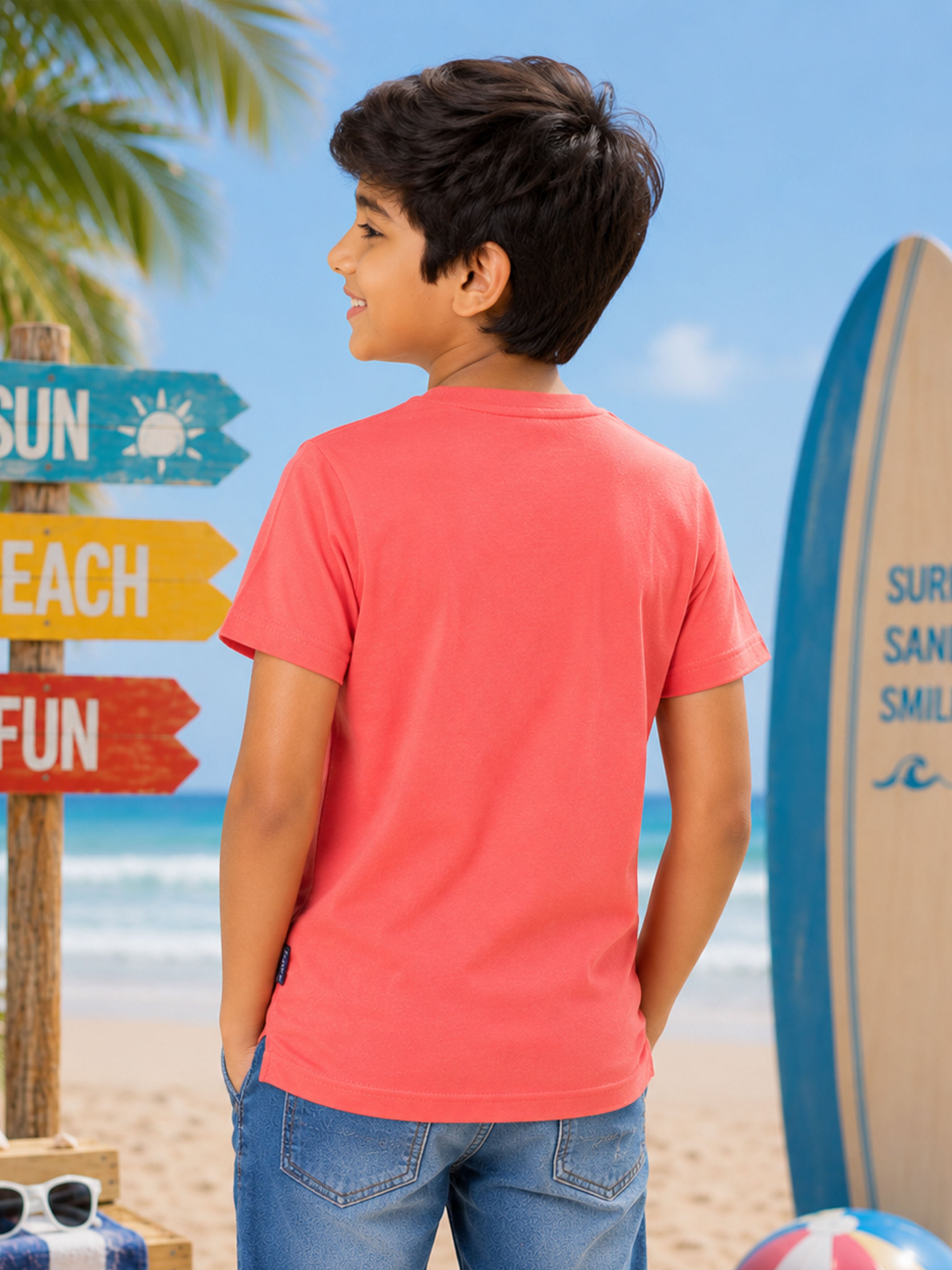 Kiddopanti Boys Cotton Knit Half Sleeves Solid T-Shirt