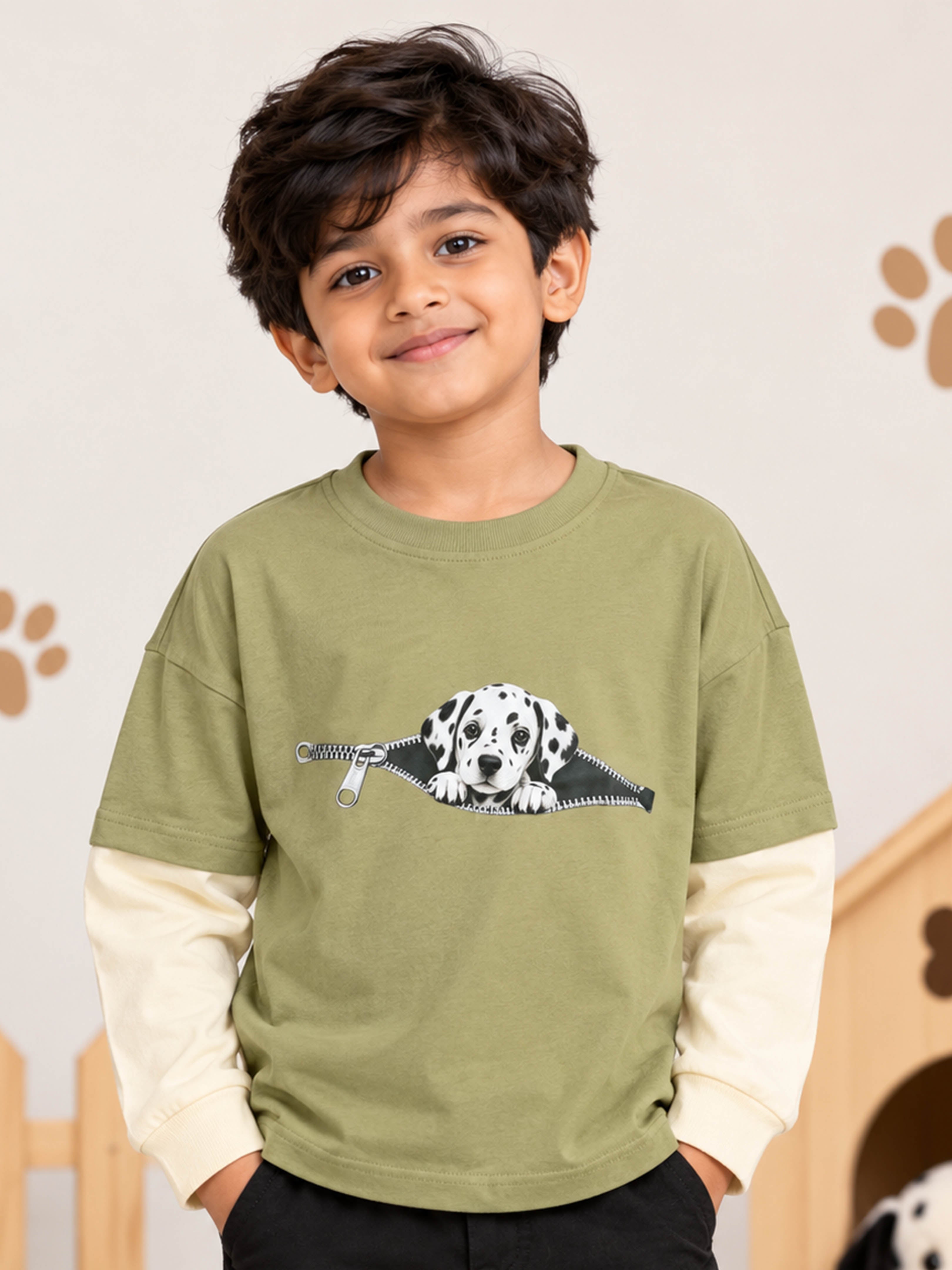 Kiddopanti Boys Cotton Drop Shoulder Doctor Full Sleeve Printed T-Shirt