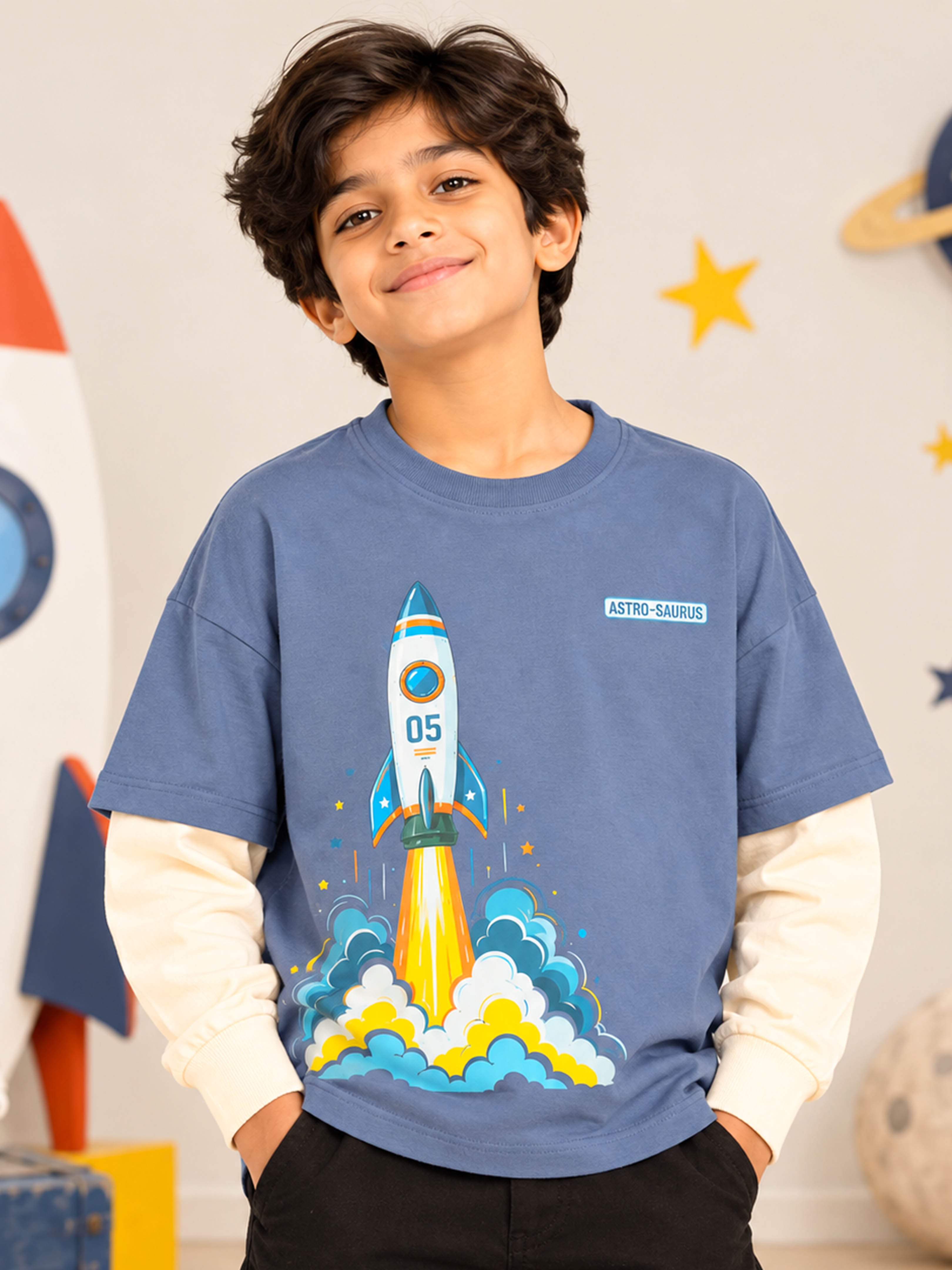 Kiddopanti Boys Cotton Drop Shoulder Doctor Full Sleeve Printed T-Shirt