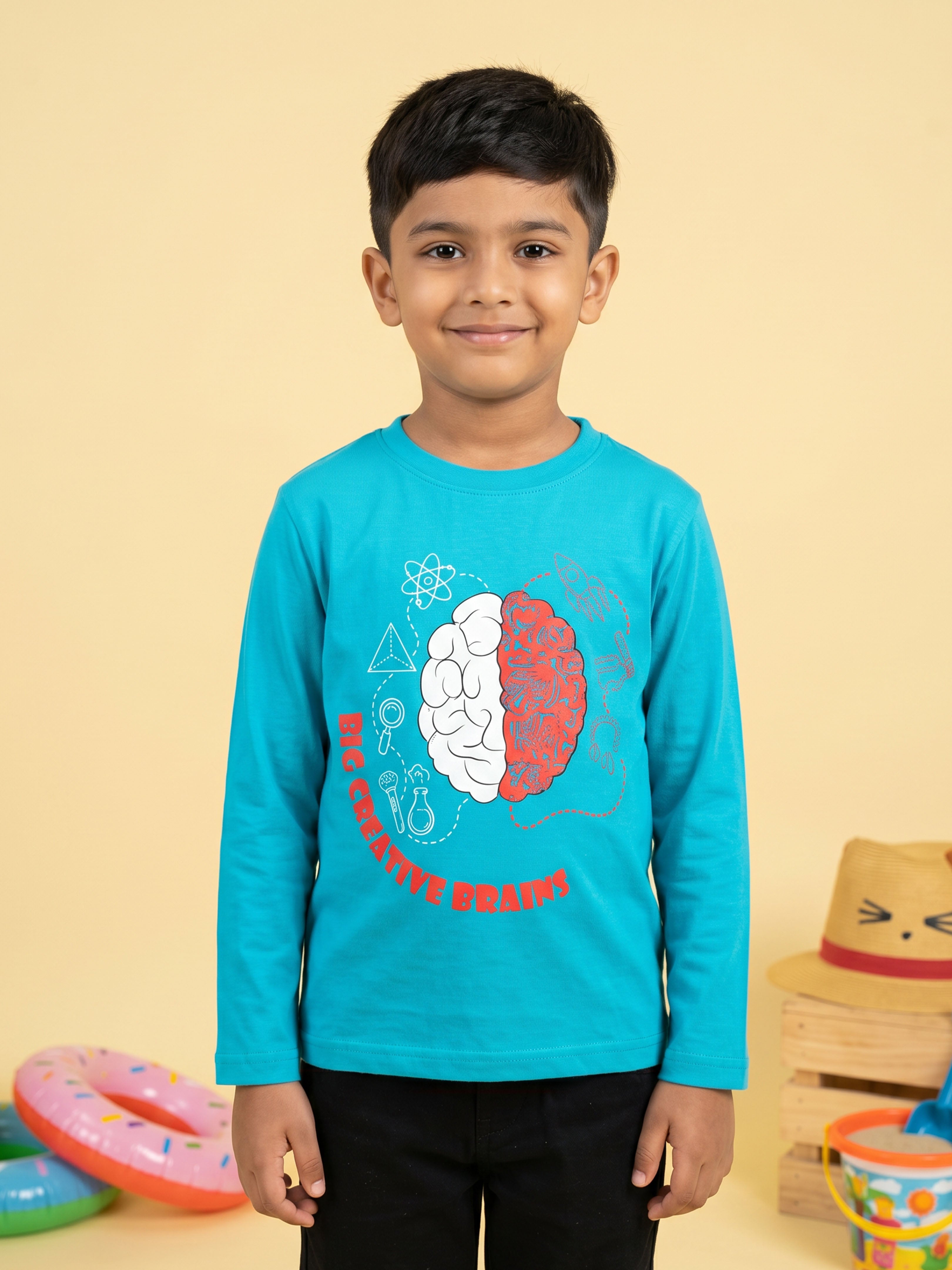 Kiddopanti Boys Cotton Knit Full Sleeves Printed T-shirt