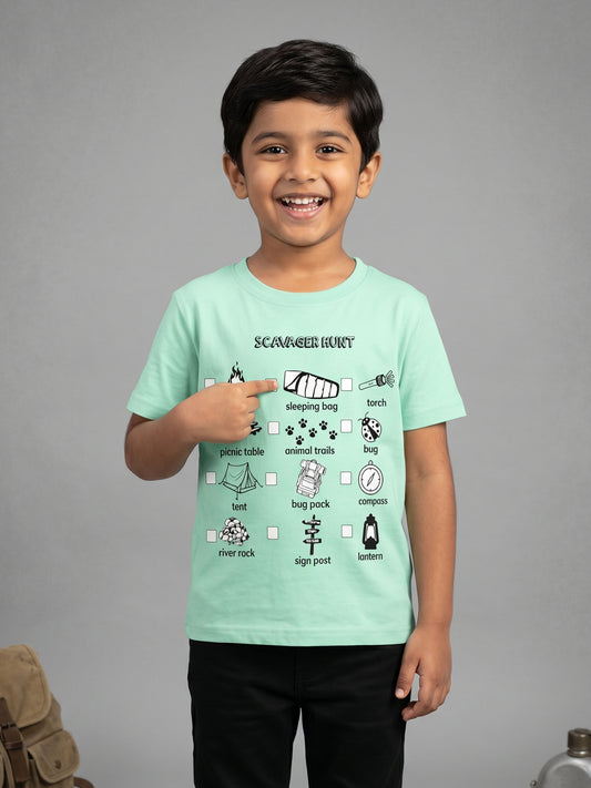 Kiddopanti Boys Cotton Knit Drop Shoulder Printed T-shirt