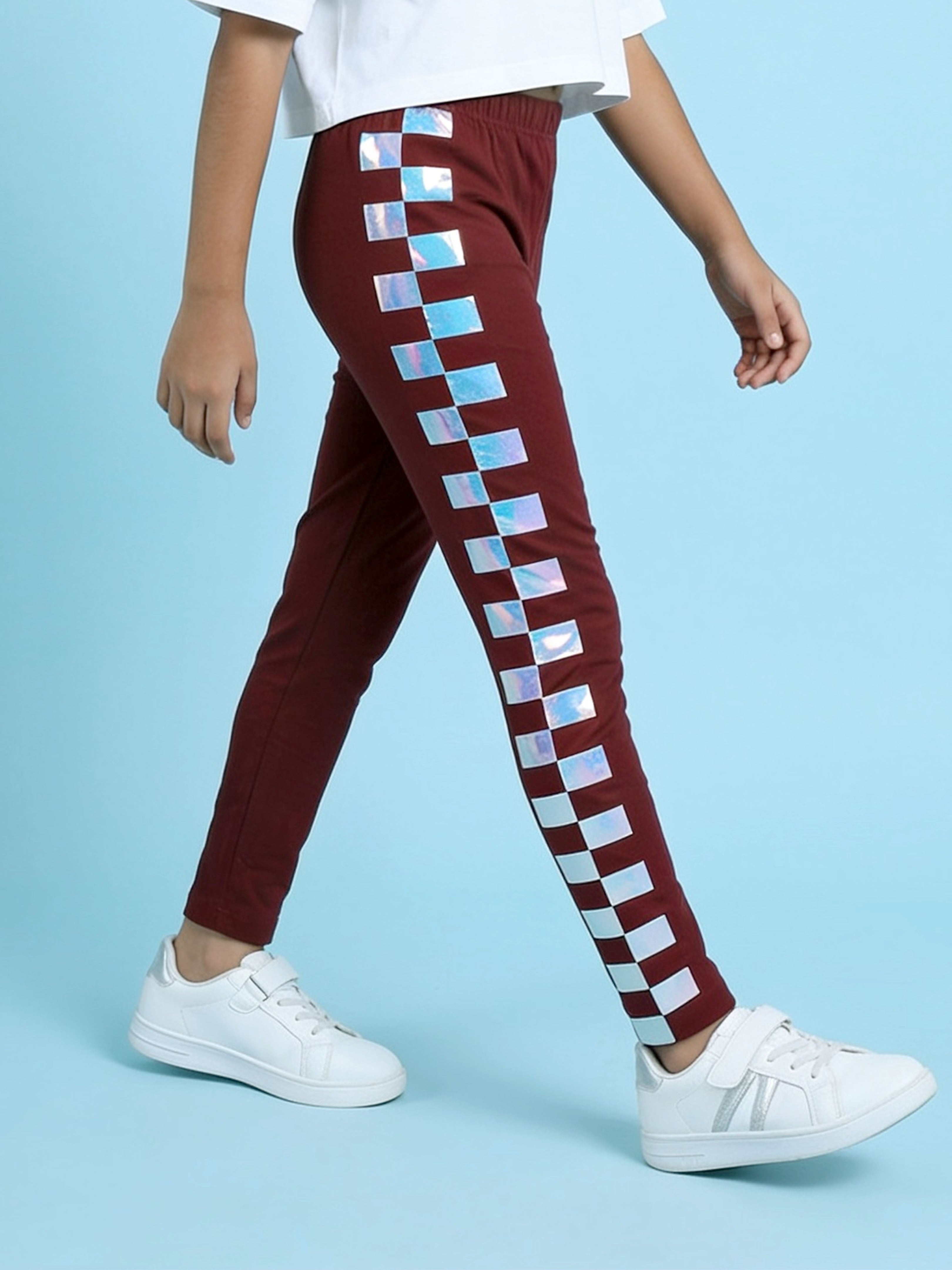Kiddopanti Girls Cotton Spandex Printed Skinny Fit Ankle Length Leggings