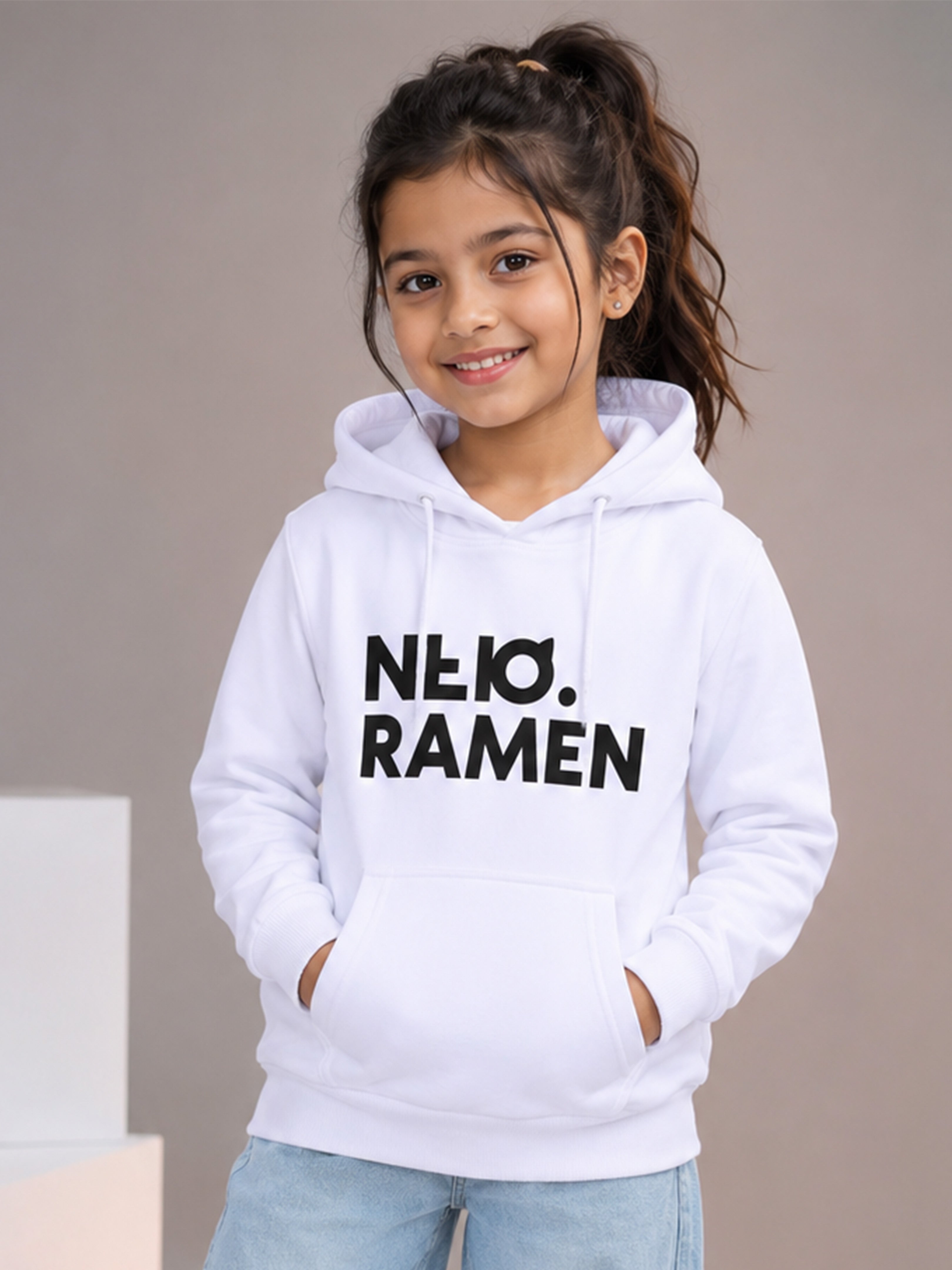 Kiddopanti Girls Cotton Fleece Full Sleeves Graphic Printed Hooded Sweatshirt