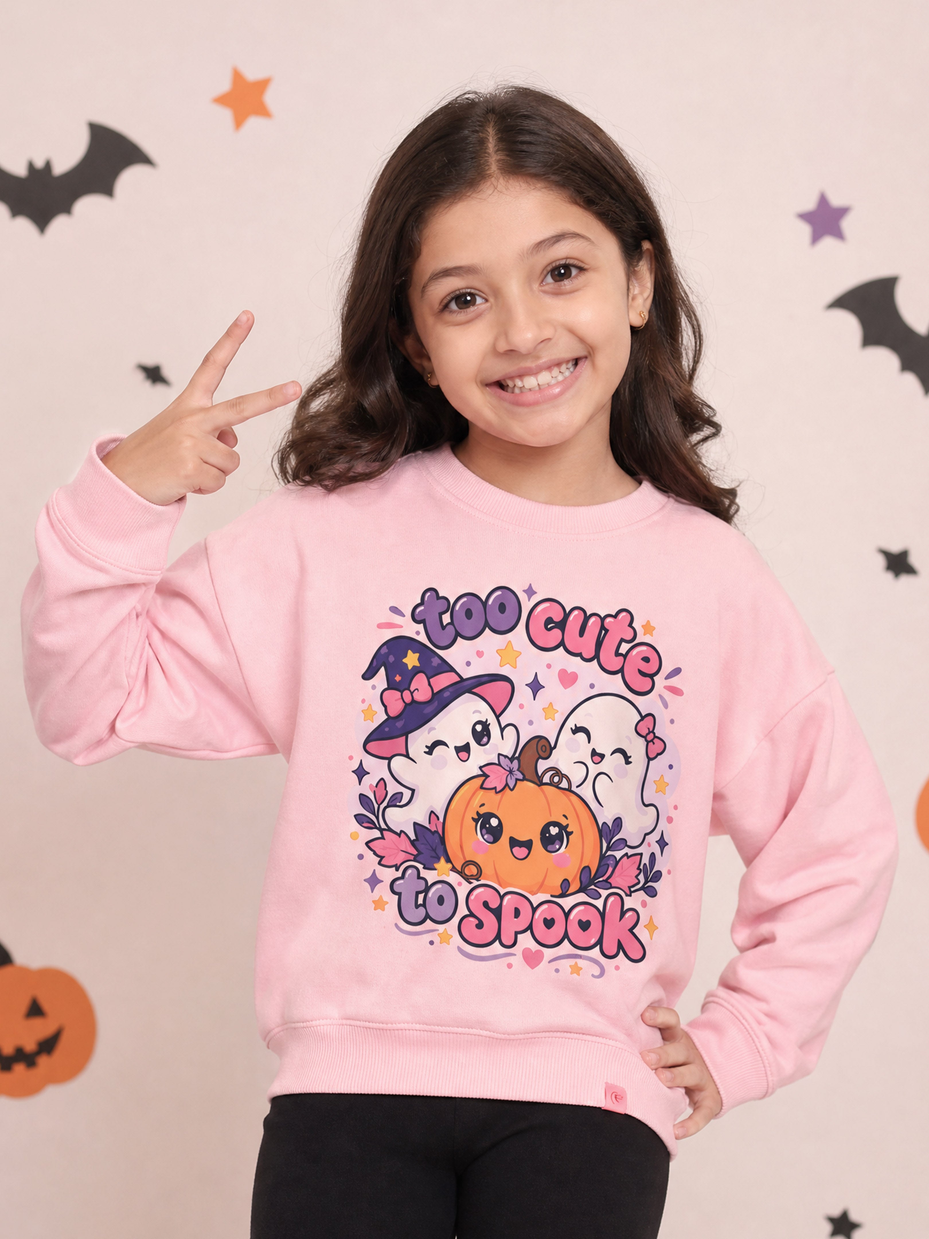 Kiddopanti Girls Cotton Fleece Full Sleeves Graphic Printed Sweatshirt
