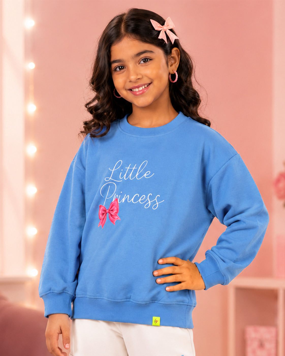 Kiddopanti Girls Fleece Full Sleeves Graphic Printed Sweatshirt