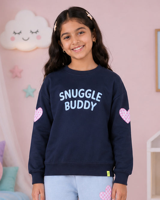Kiddopanti Girls Fleece Full Sleeves Graphic Printed Sweatshirt