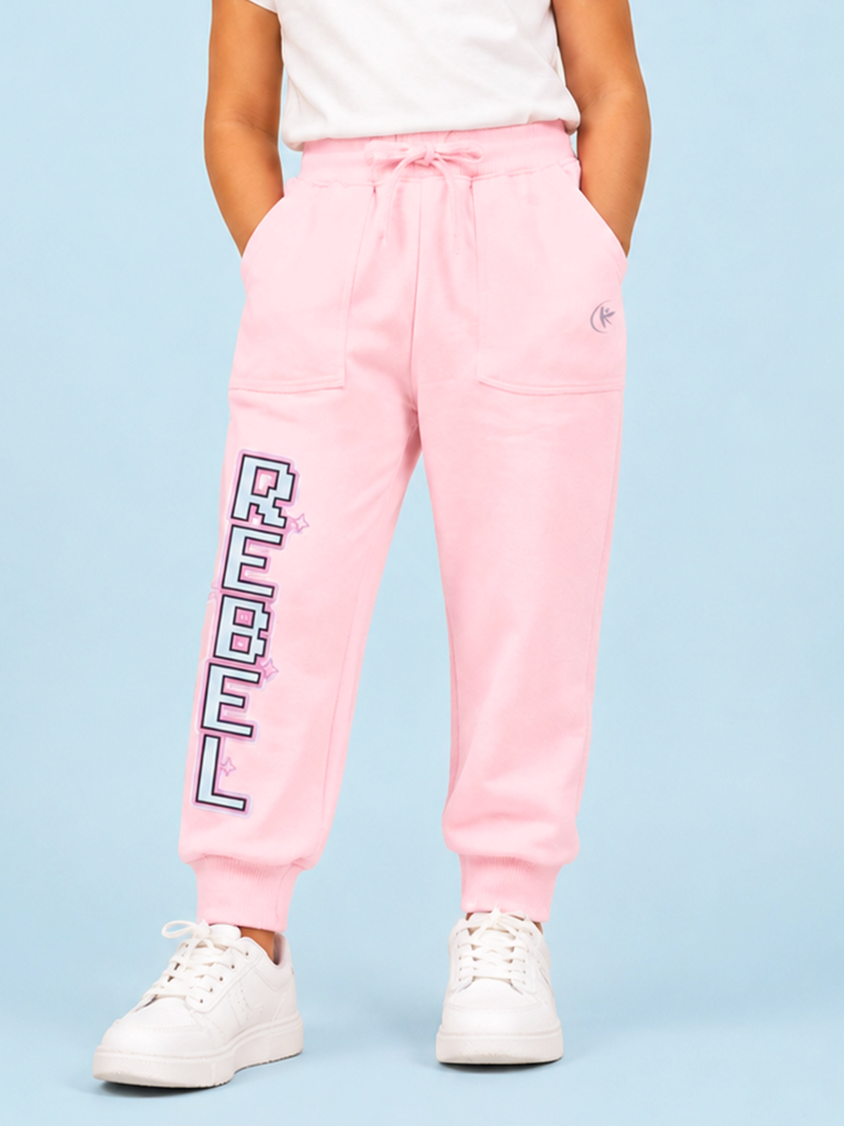 Kiddopanti Girls Cotton Fleece Graphic Printed Track Pant