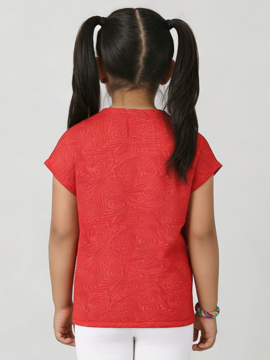 Kiddopanti Girls Half Sleeves Abstract Swirl Basic Sports T-Shirt
