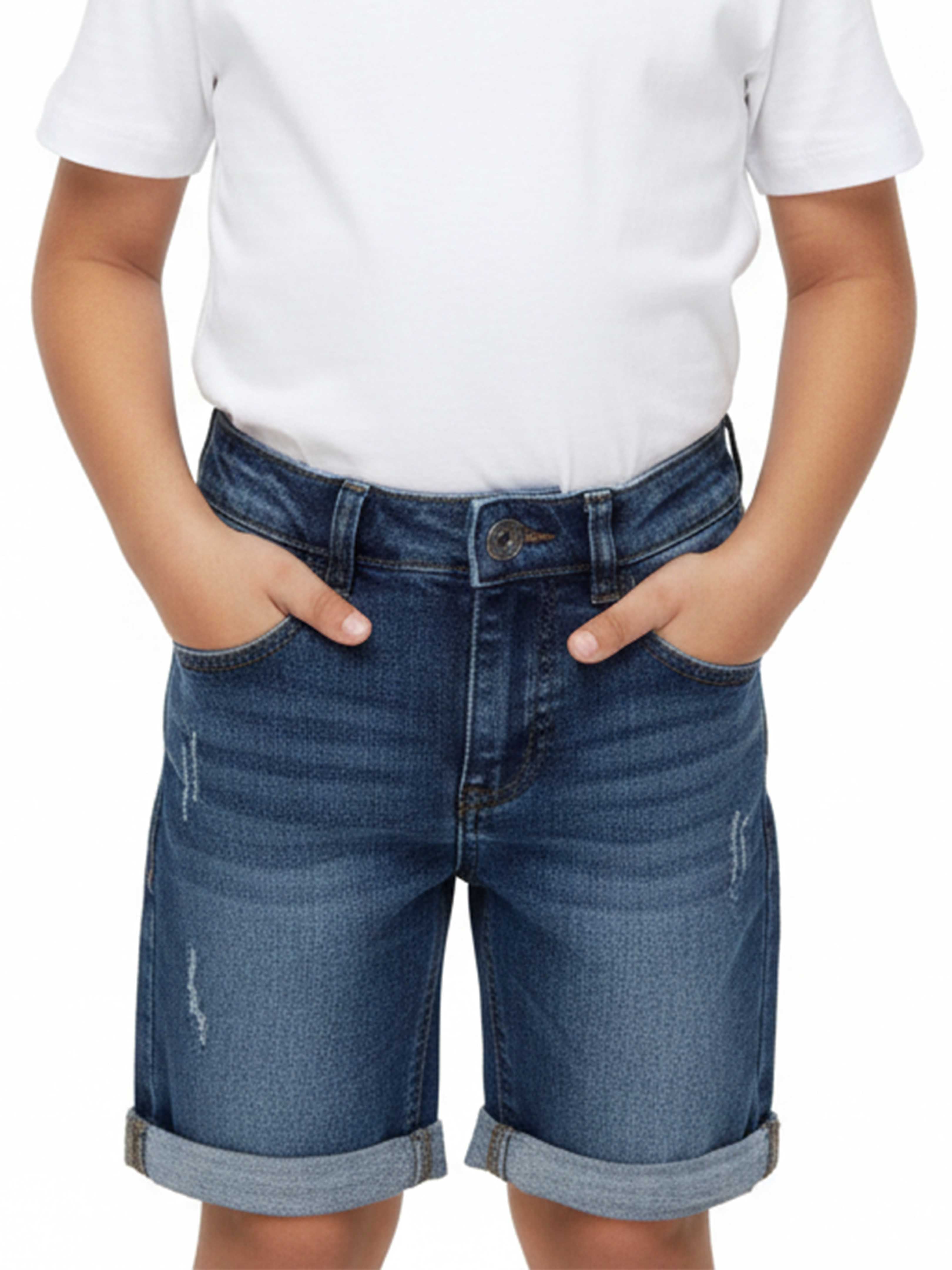Kiddopanti Boys Fashion Above Knee Length Denim Roll-Up Shorts