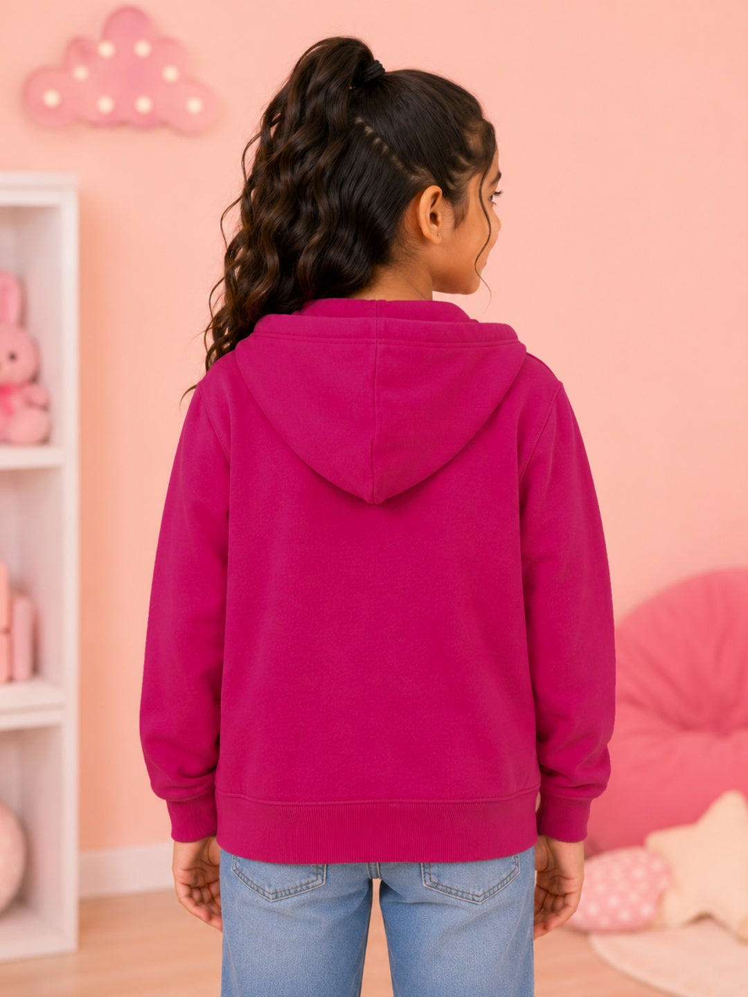 Kiddopanti Boys & Girls Solid Full Sleeve Zip Front Open Hooded Sweatshirt