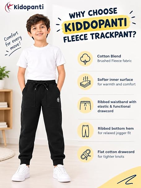 KiddoPanti Boys & Girls Cotton Blend Fleece Solid Jogger Track Pant
