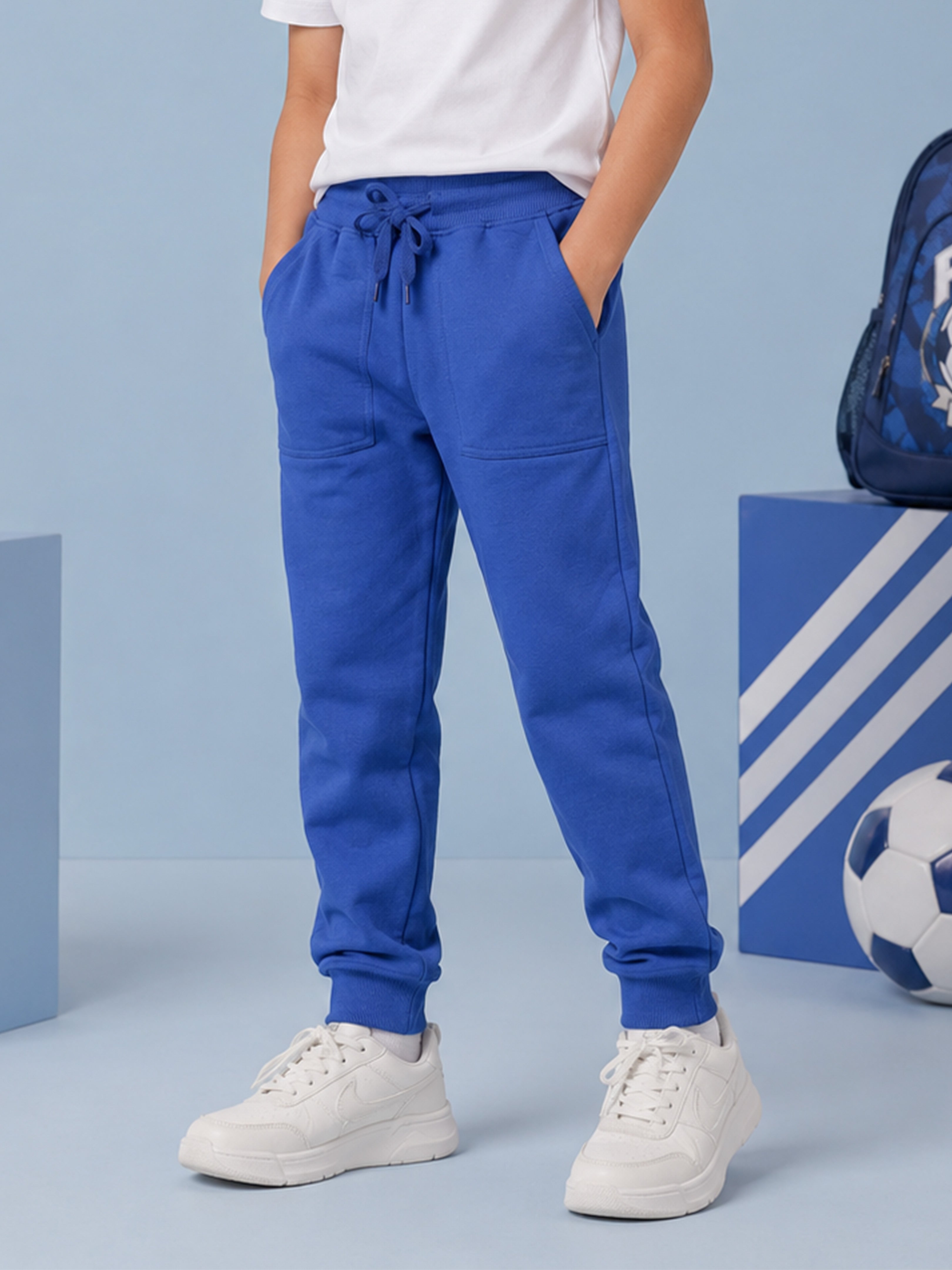 Kiddopanti Boys Cotton Fleece Solid Track Pant