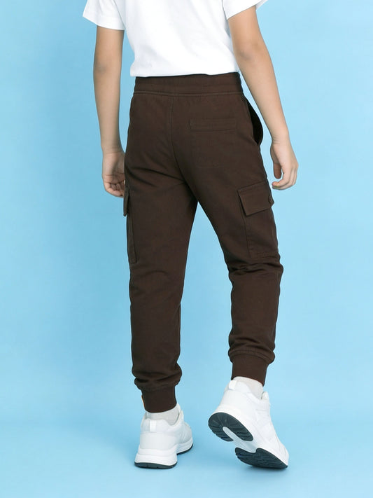 Kiddopanti Boys Cotton Knit Solid Cargo Jogger Pants