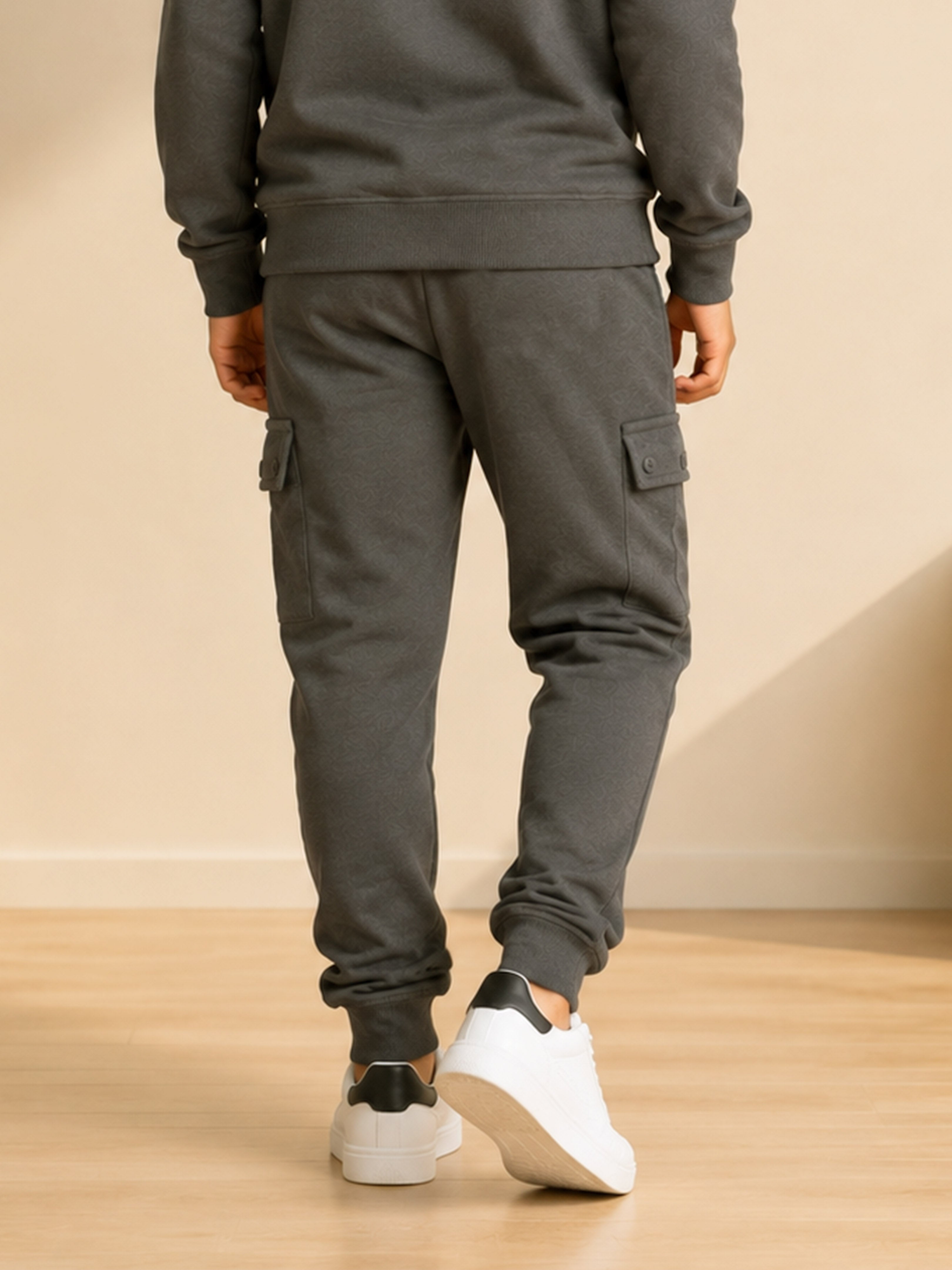 Kiddopanti Boys Fleece Joggers Cargo Pocket Track Pants with Ribbed Cuffs