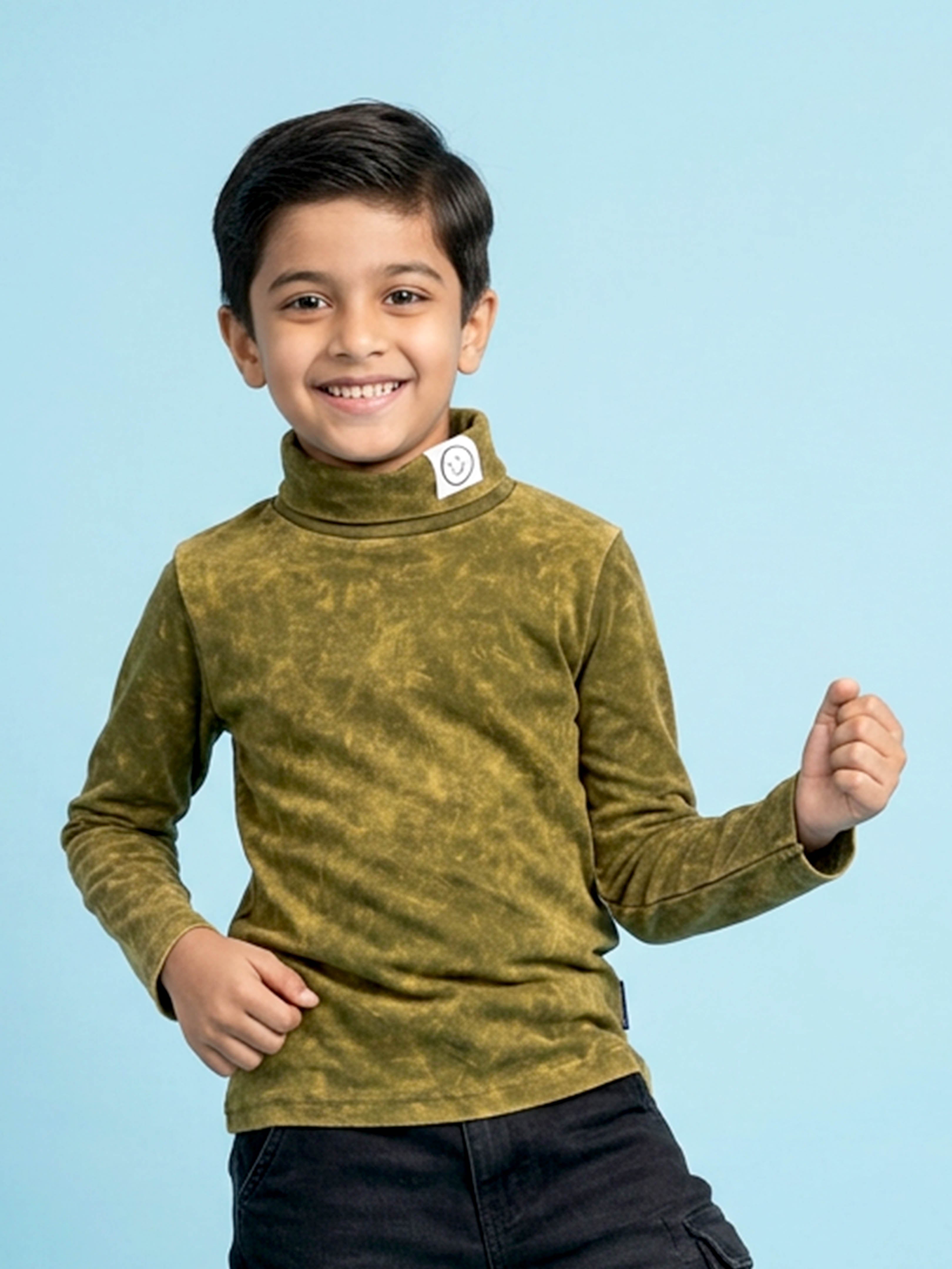 Kiddopanti Boys & Girls Cotton Full Sleeve T Shirt With Smiley Patch