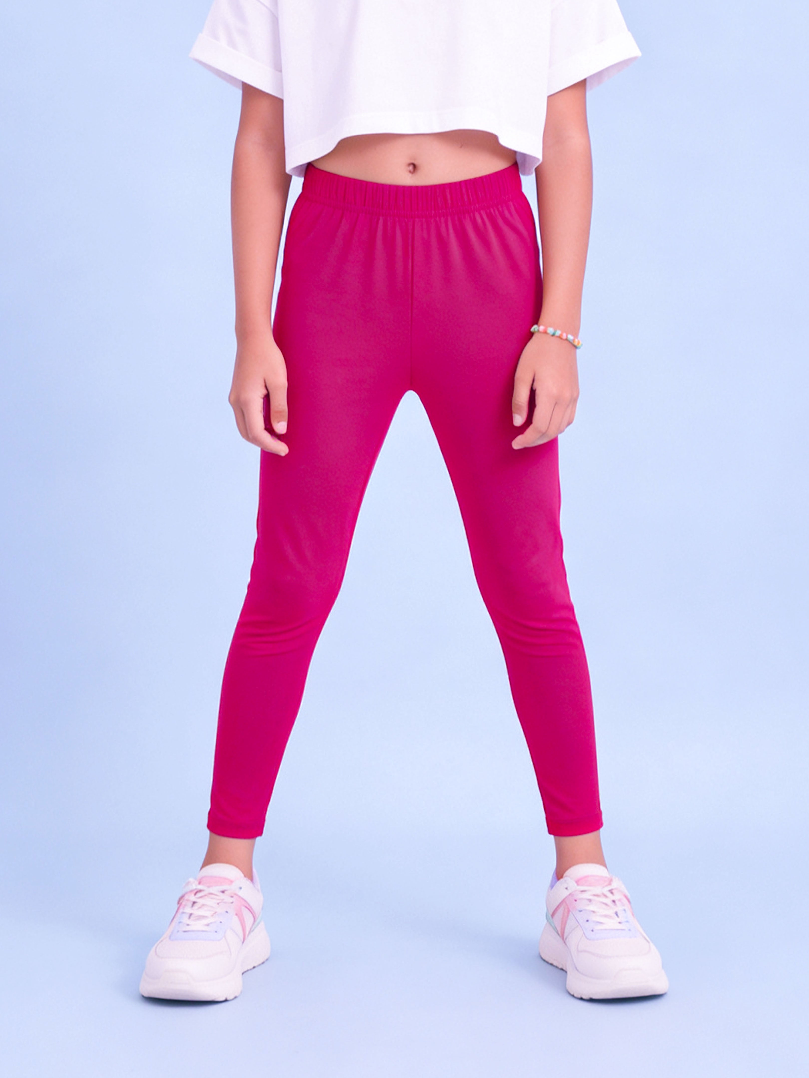 Kiddopanti Girls Cotton Knit Spandex Solid Legging