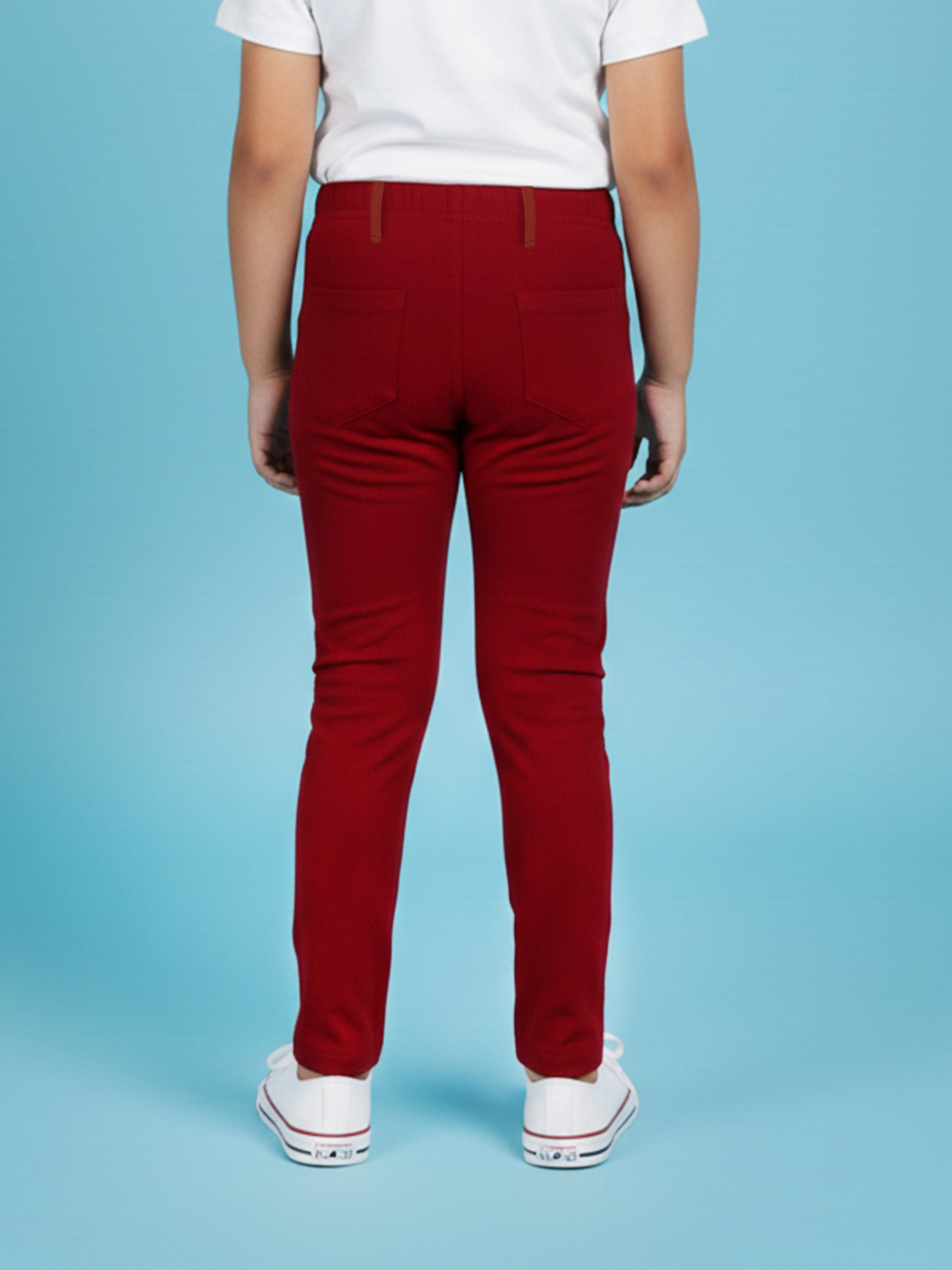 Girls Polyester Spandex Solid Twill Jegging Pant