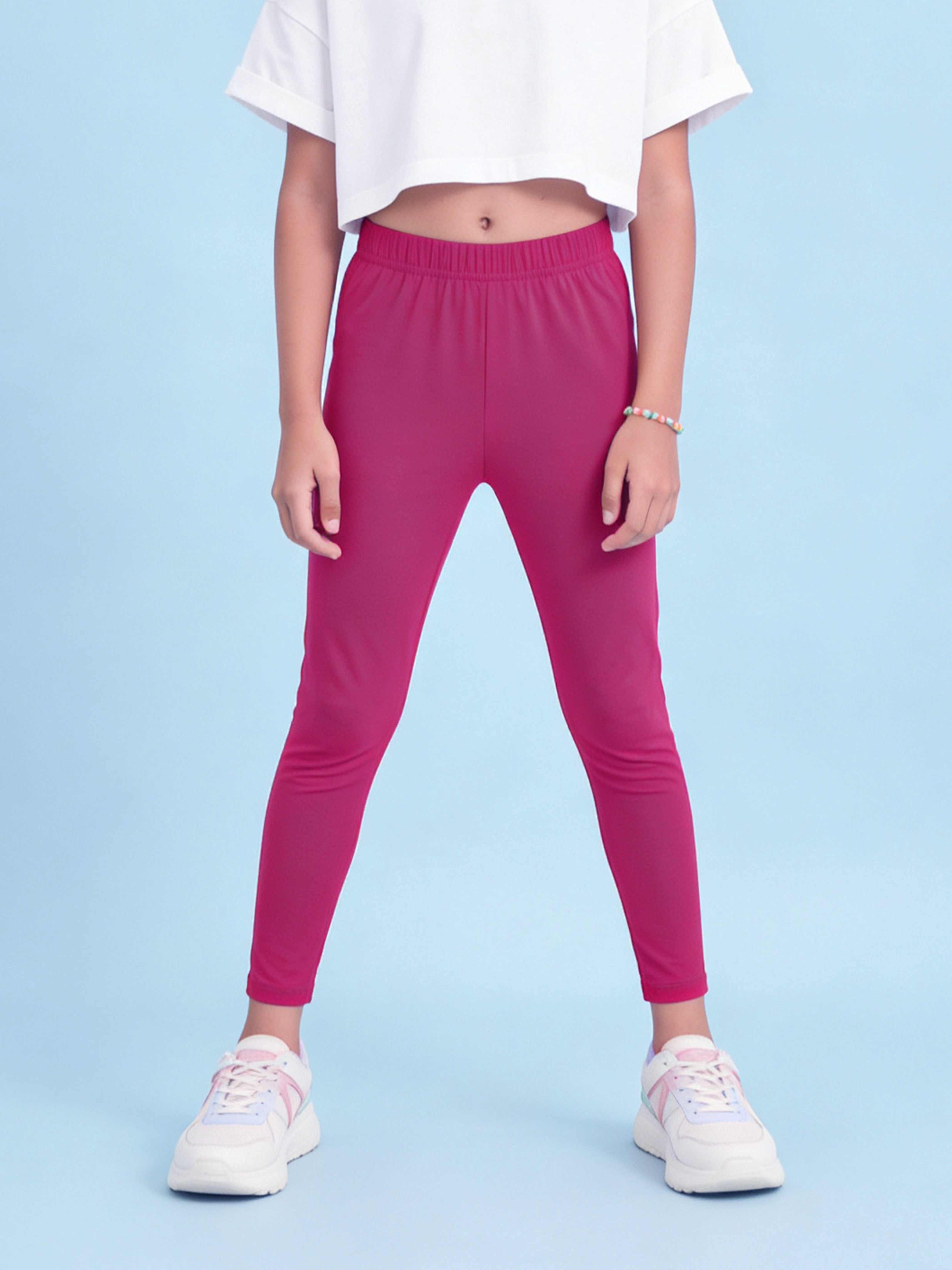 Kiddopanti Girls Cotton Knit Spandex Solid Legging