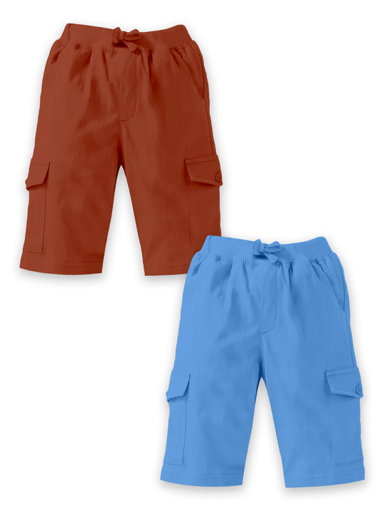 Boys Solid Knit Cargo Short Pack Of 2