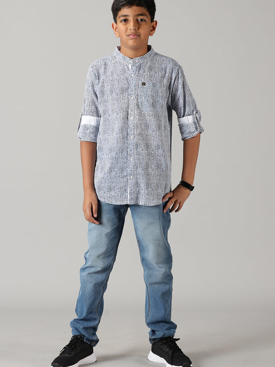 Boys Full Sleeve Kurta Shirt & Denim Pant Set