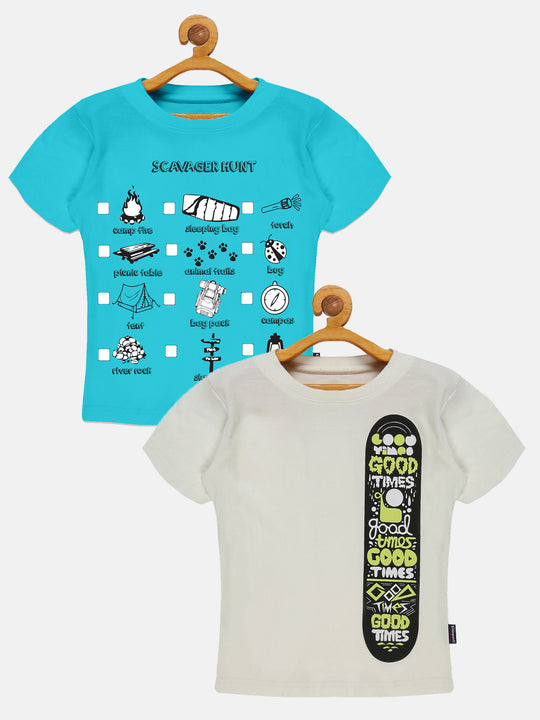 Boys Printed Round Neck Tee Pack of 2