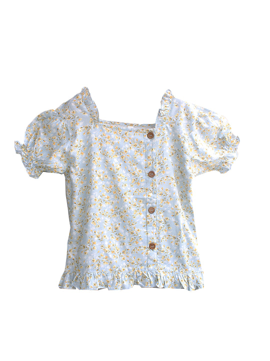 Girls Short Top With Puff Sleeve