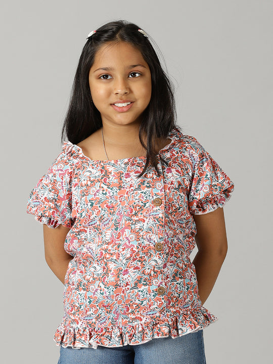 Girls Short Top With Puff Sleeve