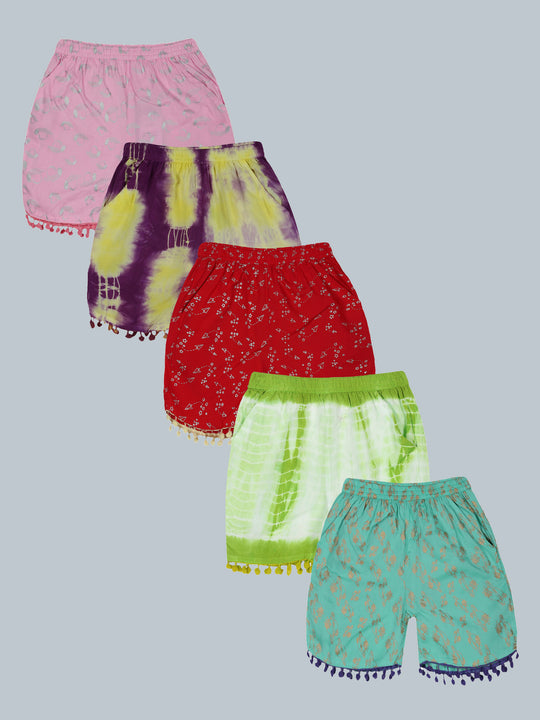 Girls AOP Print Shorts Pack of 5