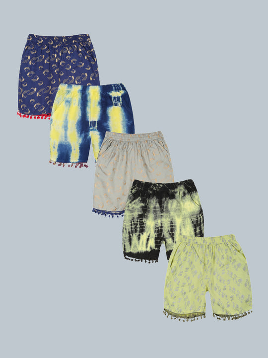 Girls AOP Print Shorts Pack of 5