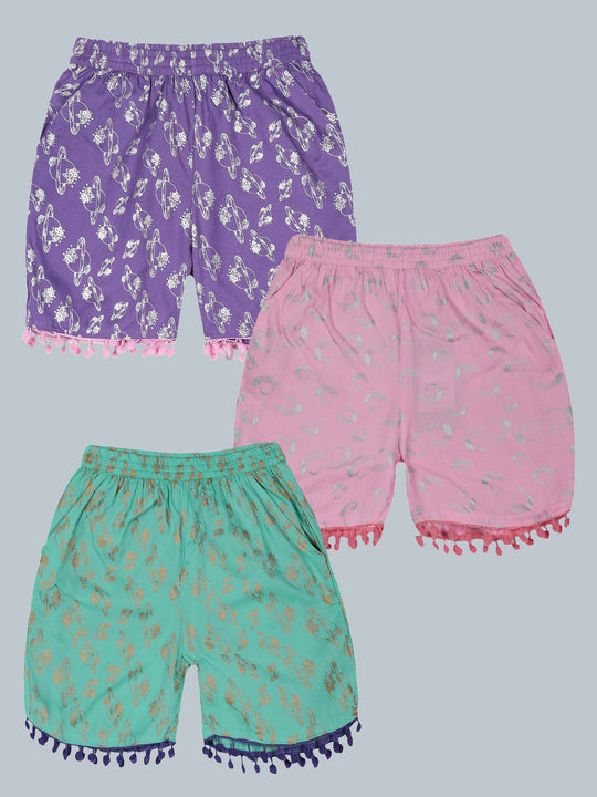 Girls AOP Print Shorts Pack of 3