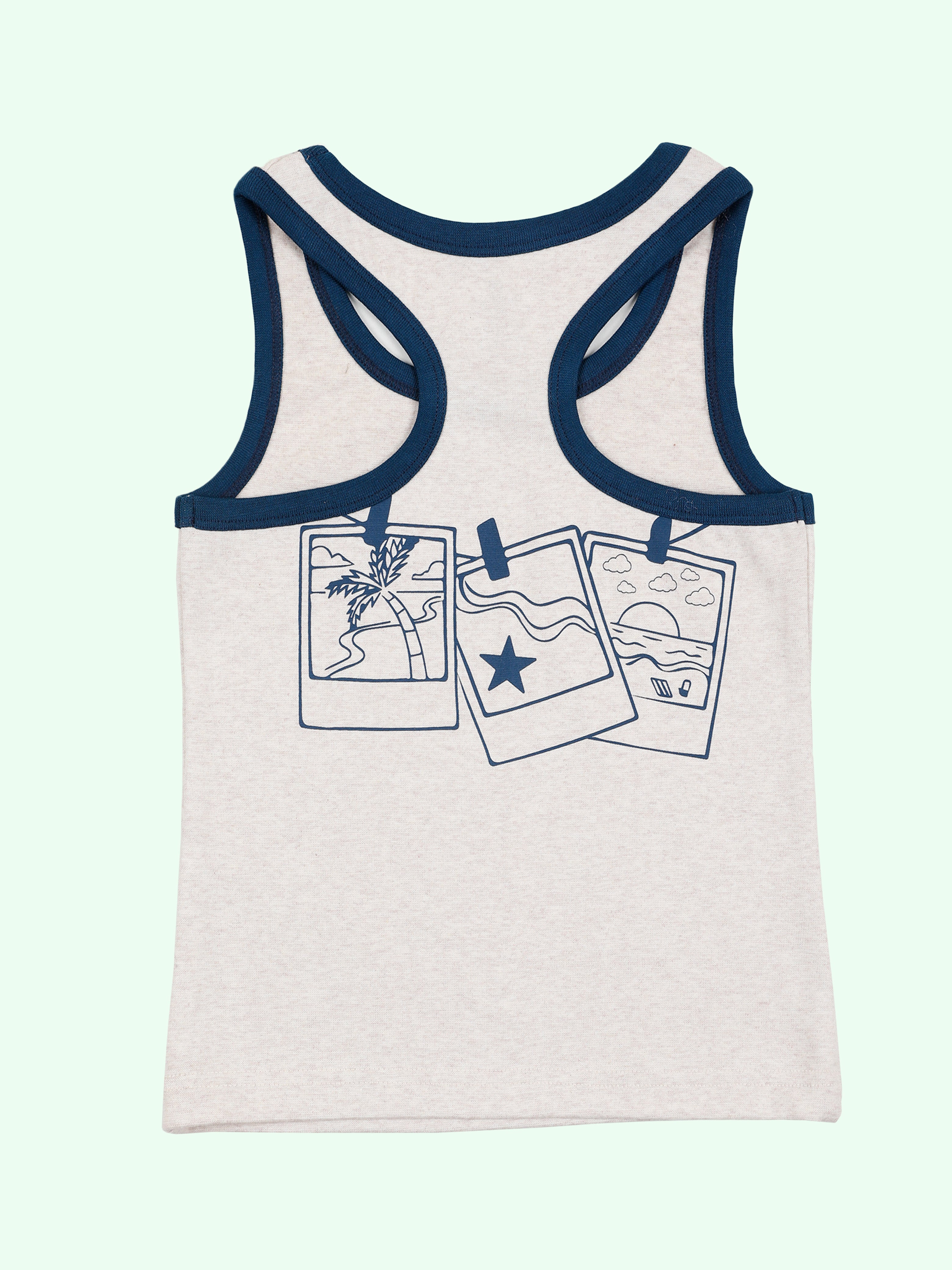 Kiddopanti Girls Sleeveless Printed Rib Racer Back Tank Top