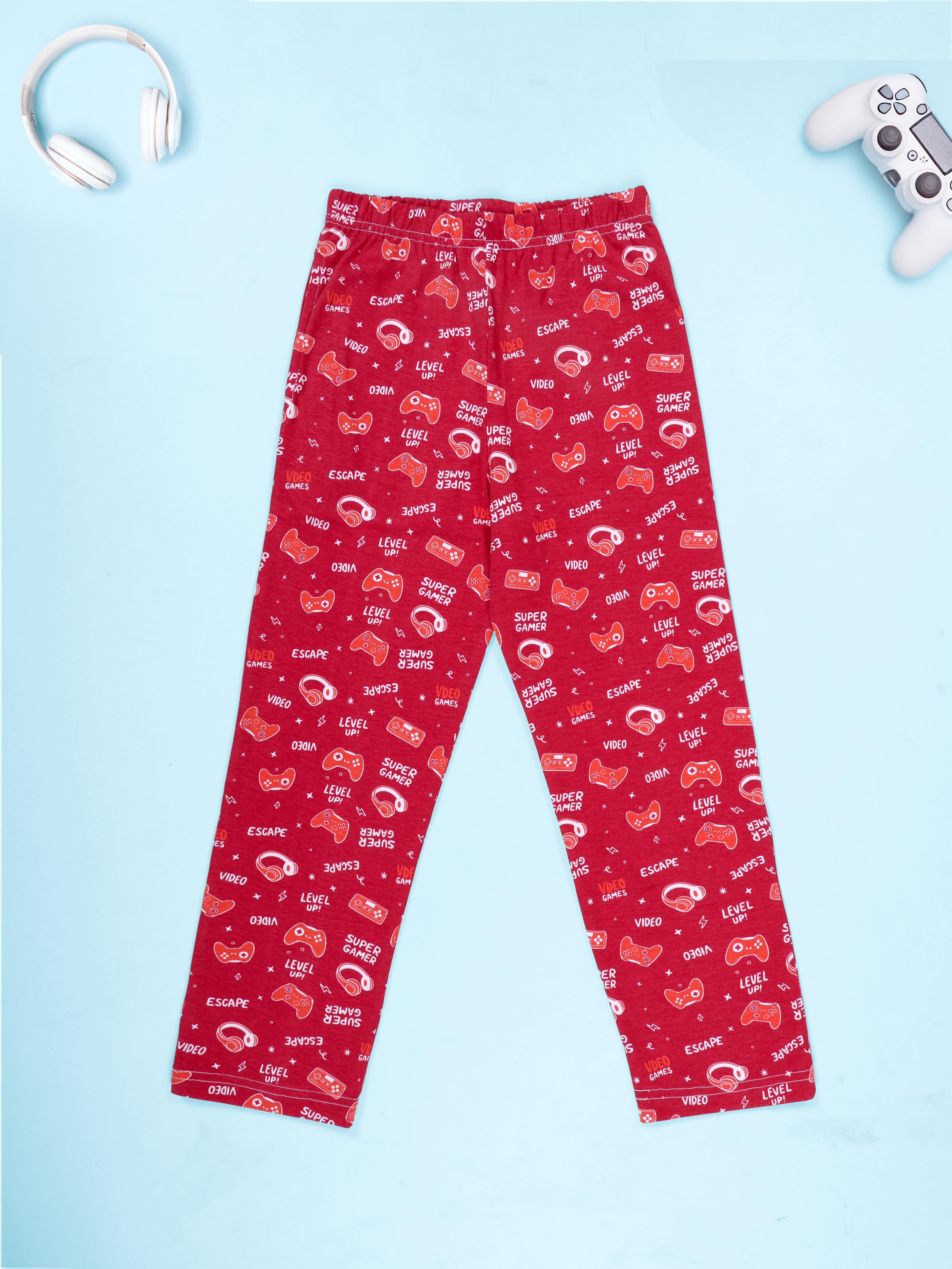 Kiddopanti Boys Cotton All-Over Printed Pyjama Pant With Single Pocket