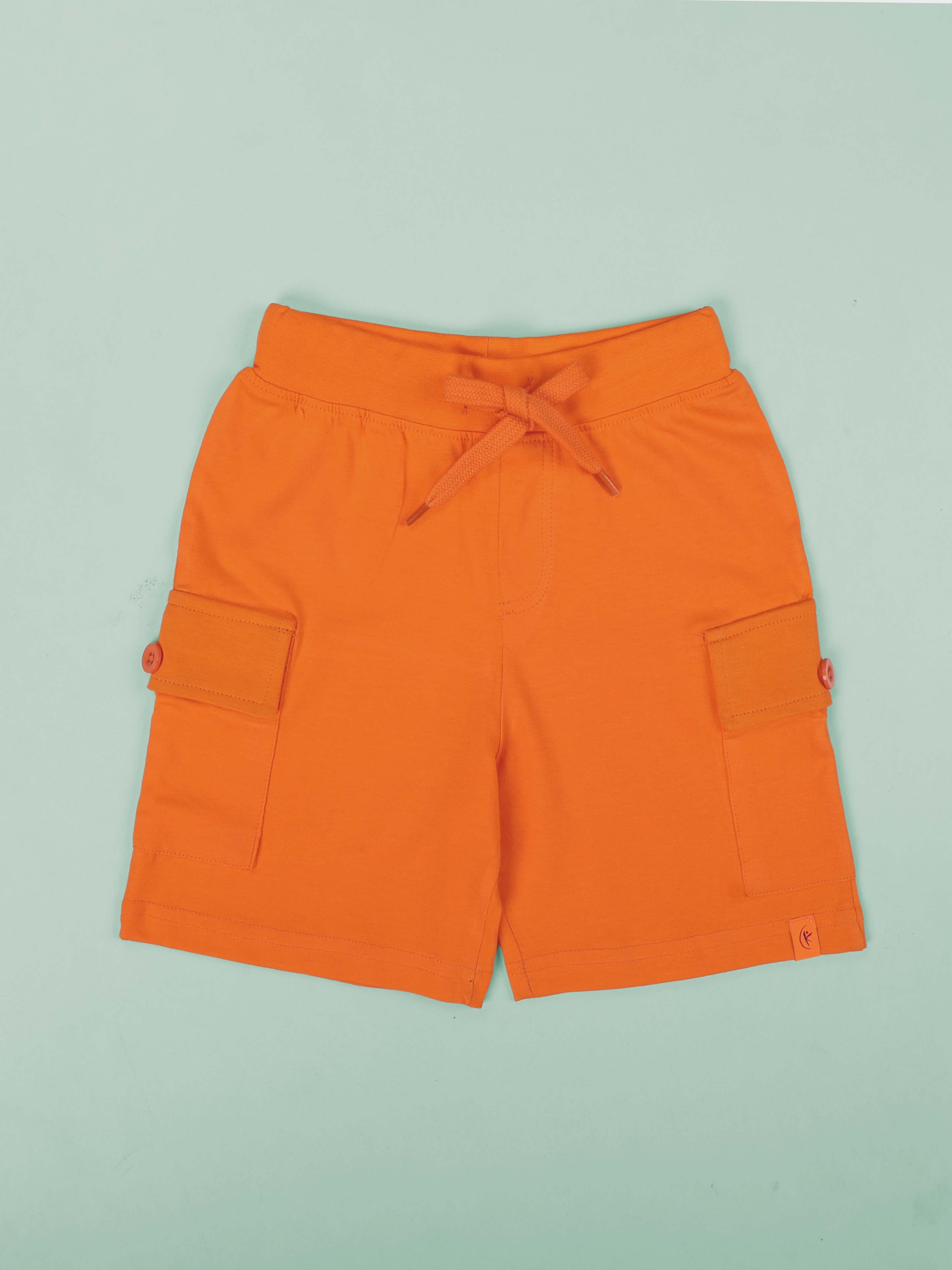 Kiddopanti Boys 100% Cotton Solid Basic Cargo Knit Shorts